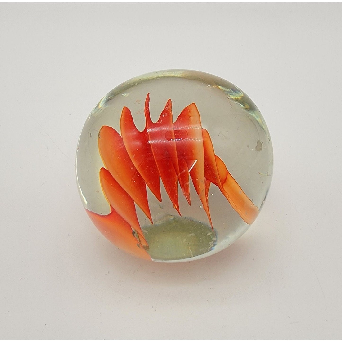 Orange Swirl Art Glass Paperweight