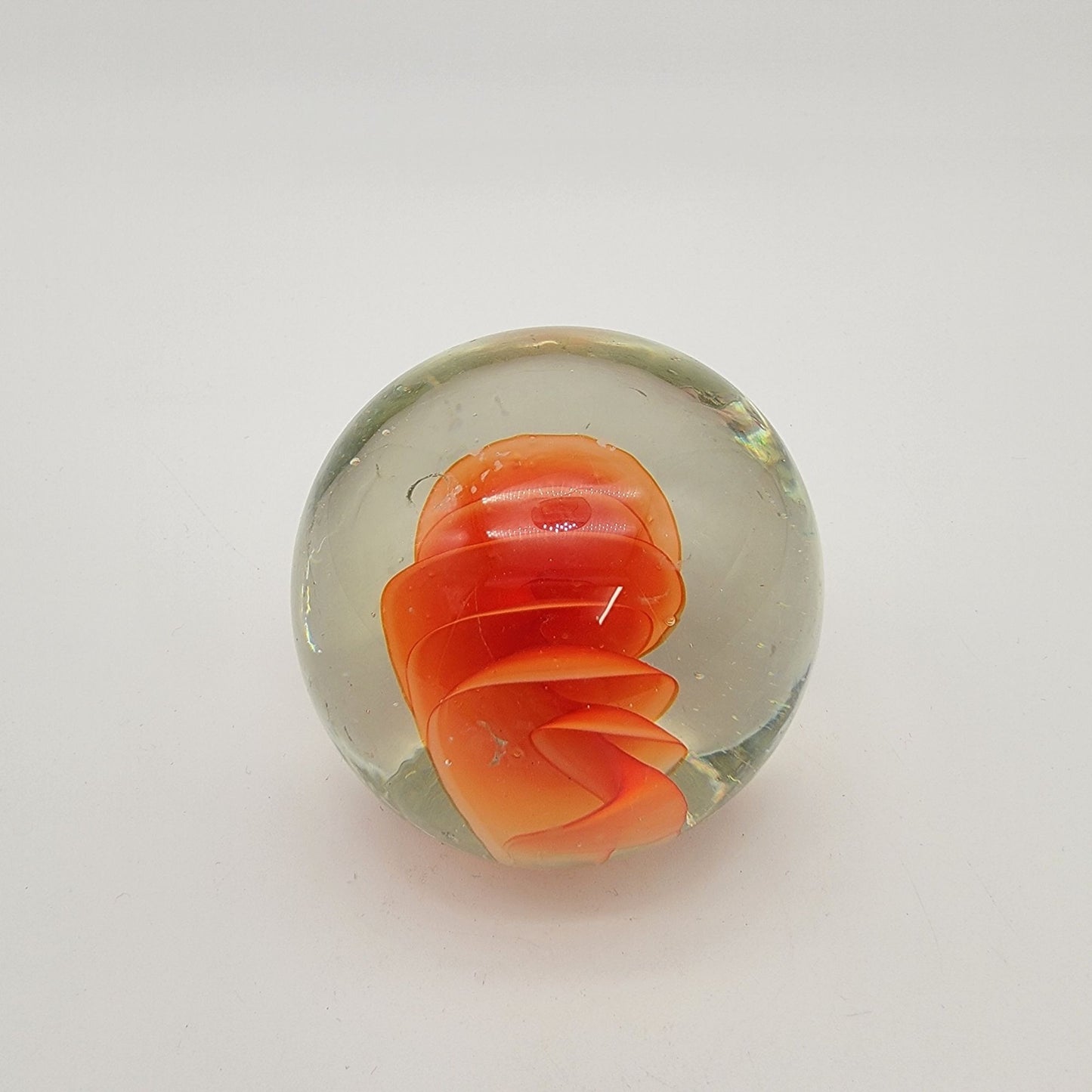 Orange Swirl Art Glass Paperweight