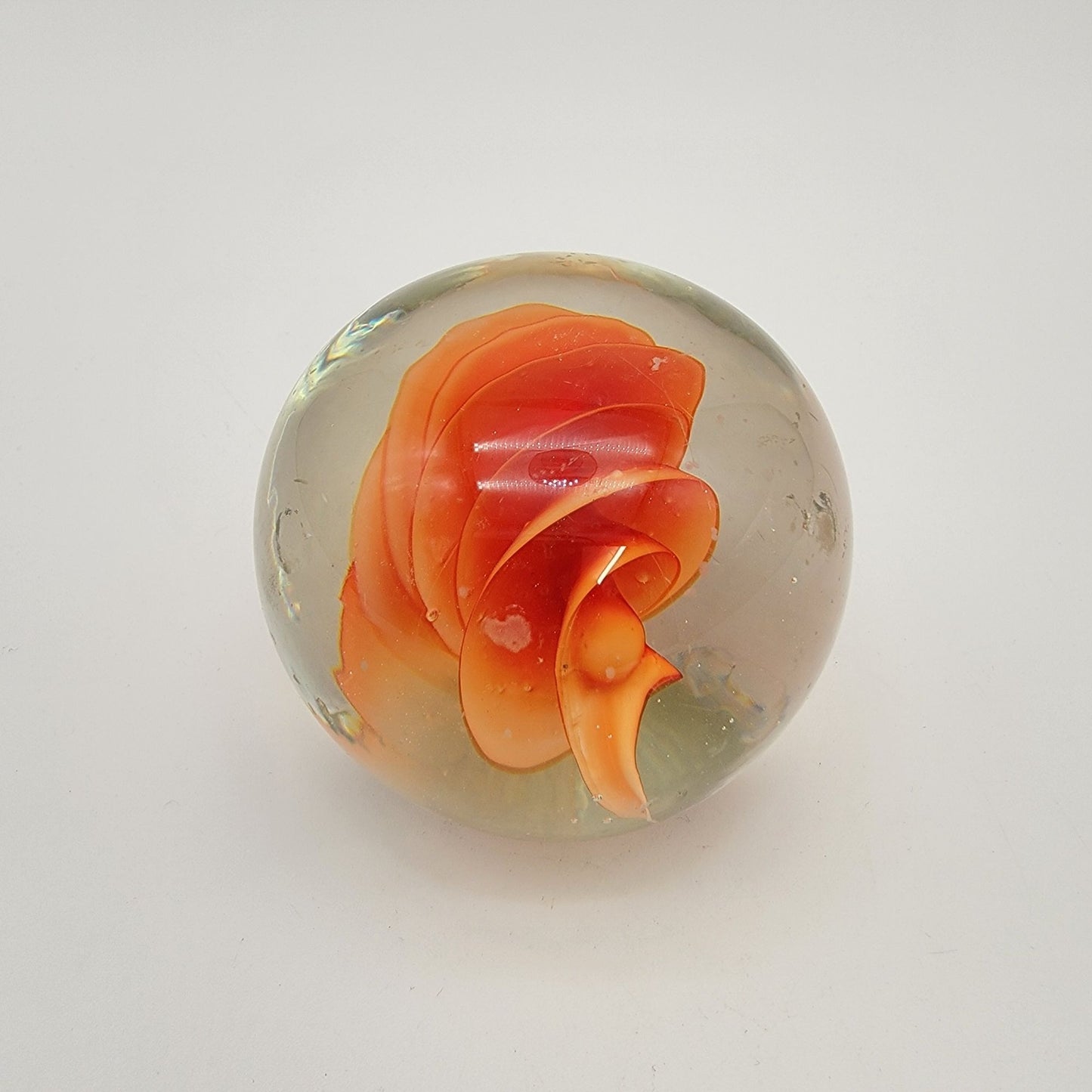 Orange Swirl Art Glass Paperweight