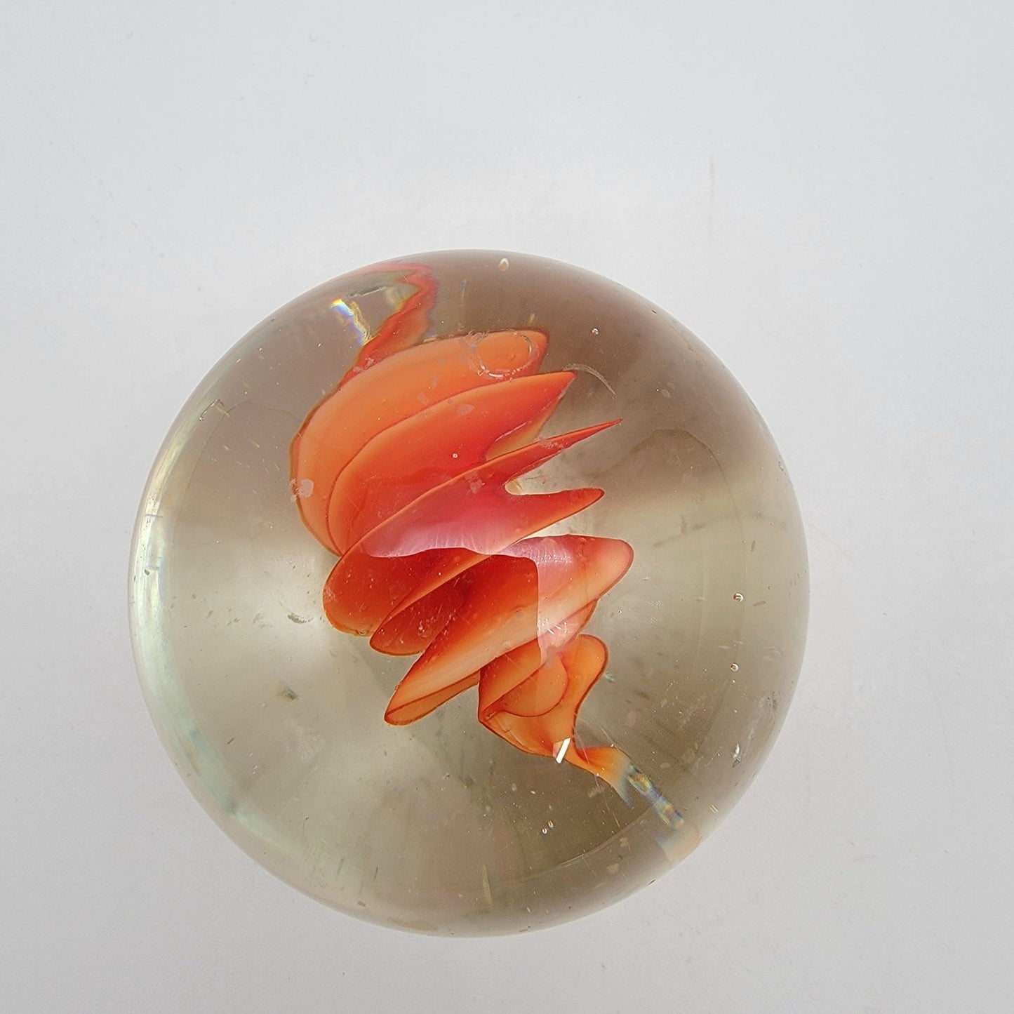 Orange Swirl Art Glass Paperweight