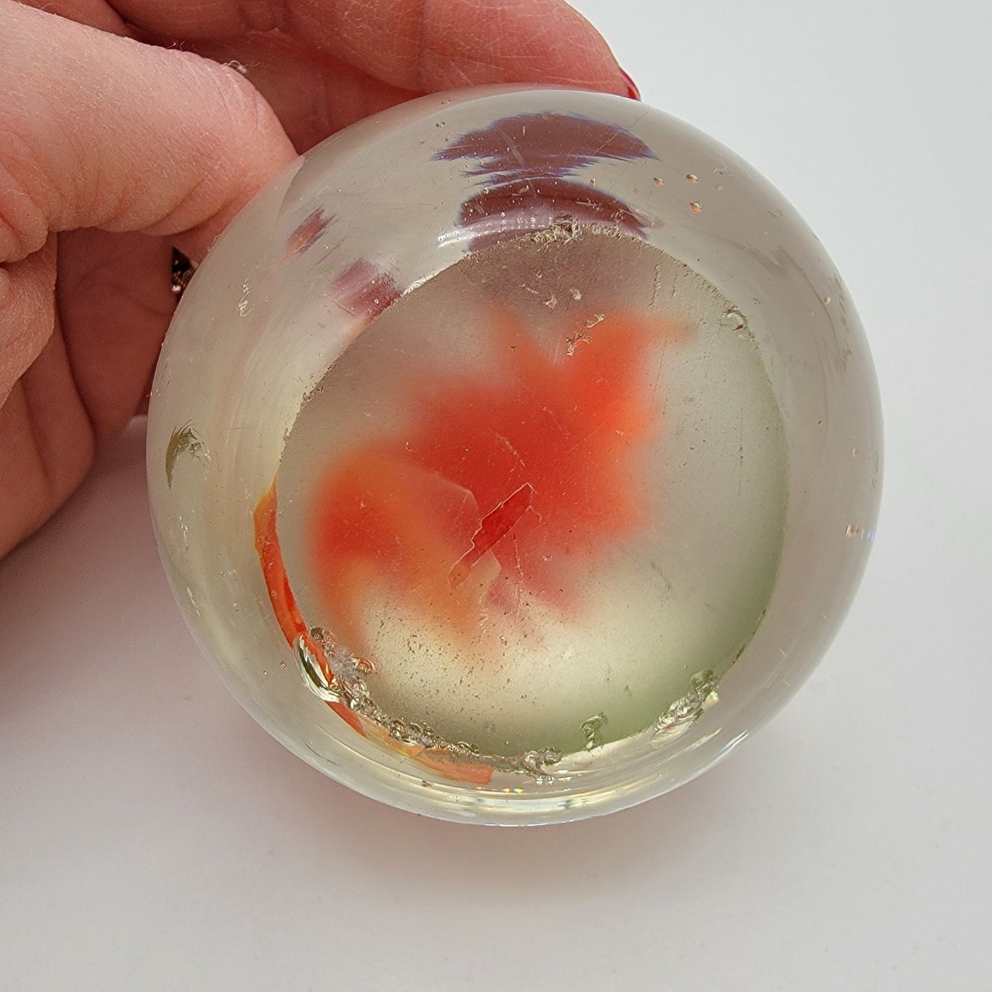 Orange Swirl Art Glass Paperweight