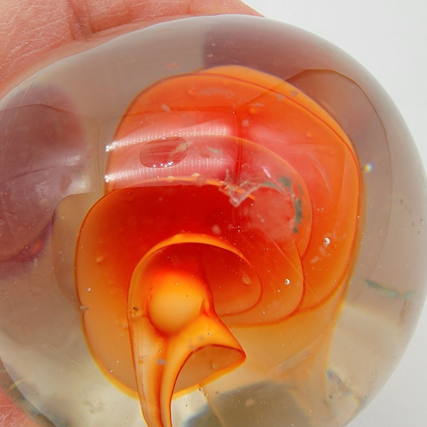 Orange Swirl Art Glass Paperweight
