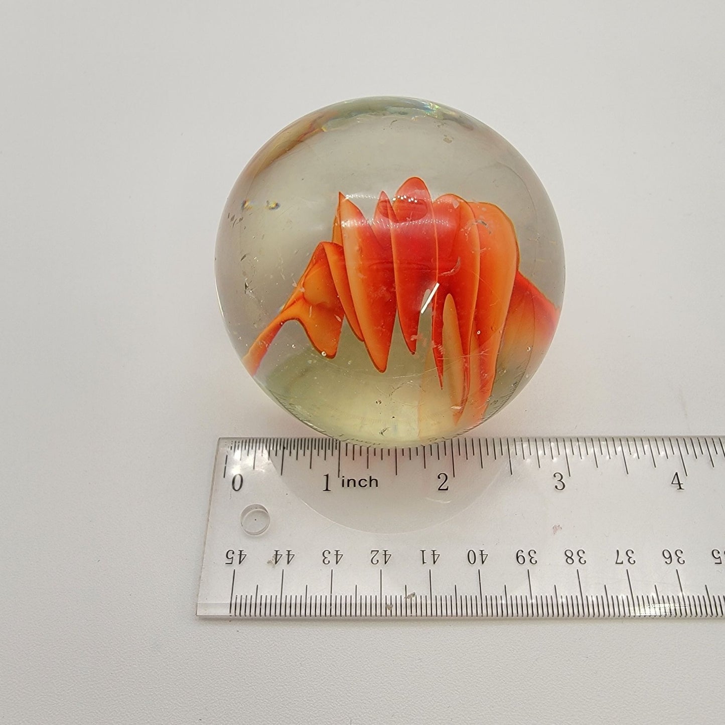 Orange Swirl Art Glass Paperweight