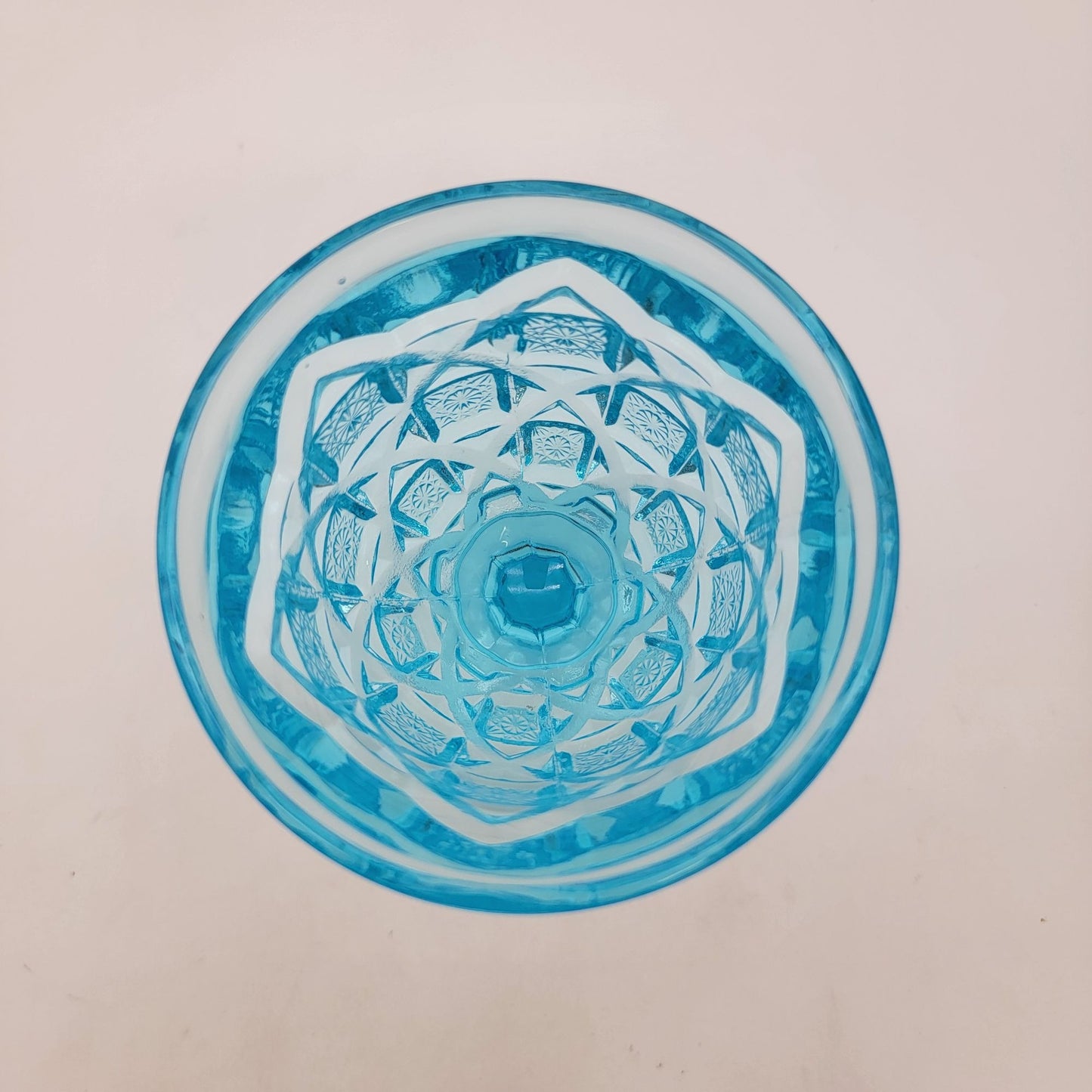 Vintage Viking Glass Ice Blue Diamond Thumbprint Pattern Goblet