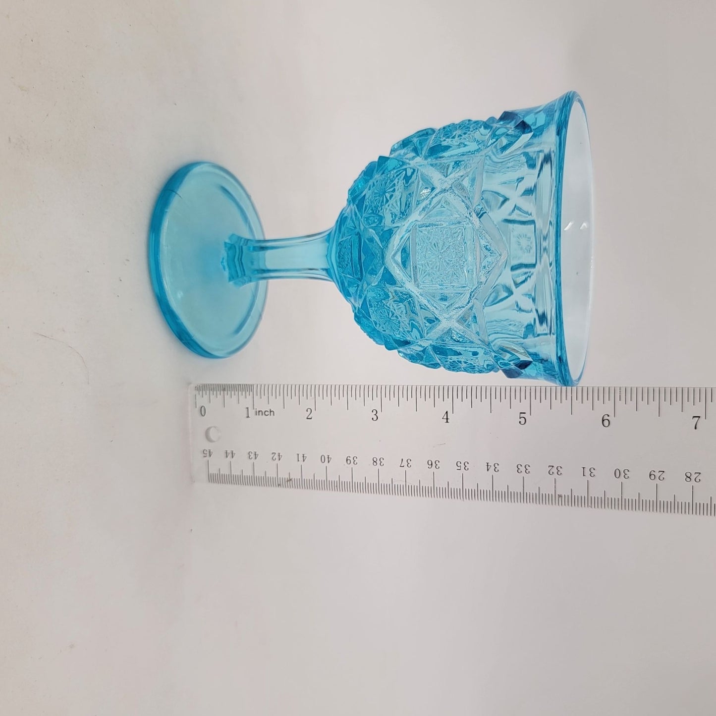 Vintage Viking Glass Ice Blue Diamond Thumbprint Pattern Goblet