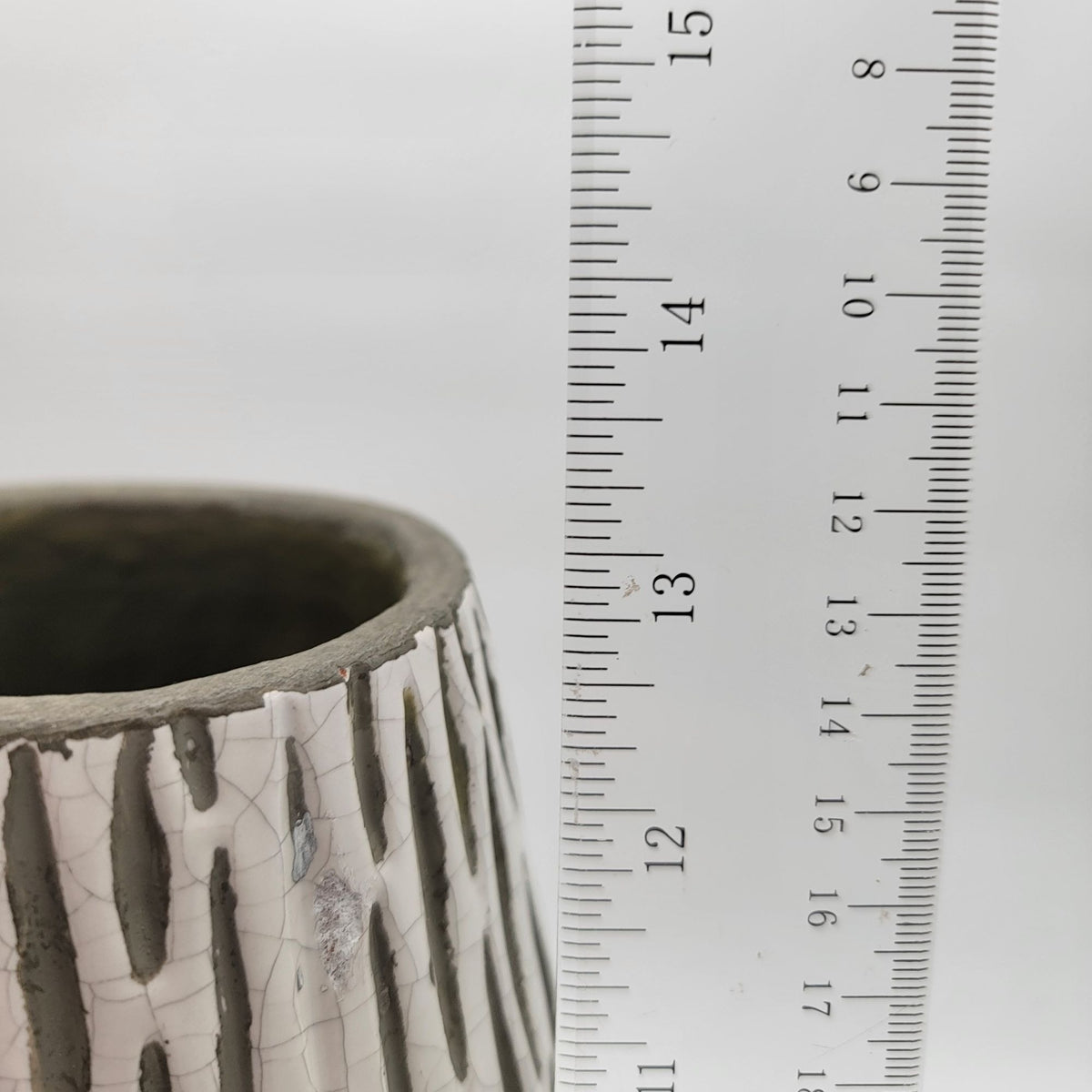 Tall Euro Pottery Crackle Vase With Textured Abstract Design