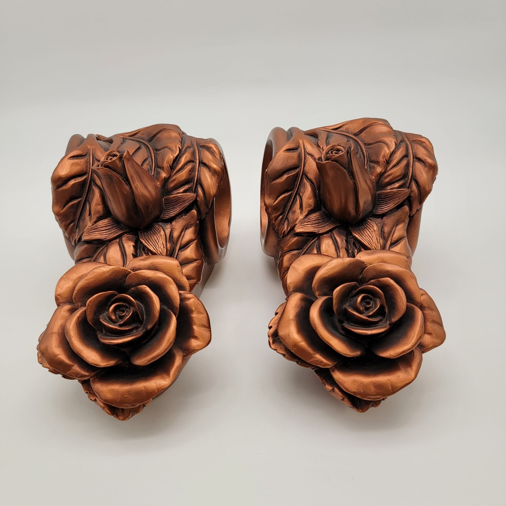 Pair of Vintage Drapery Rod Architectural Corbel Brackets Ornate Roses ...