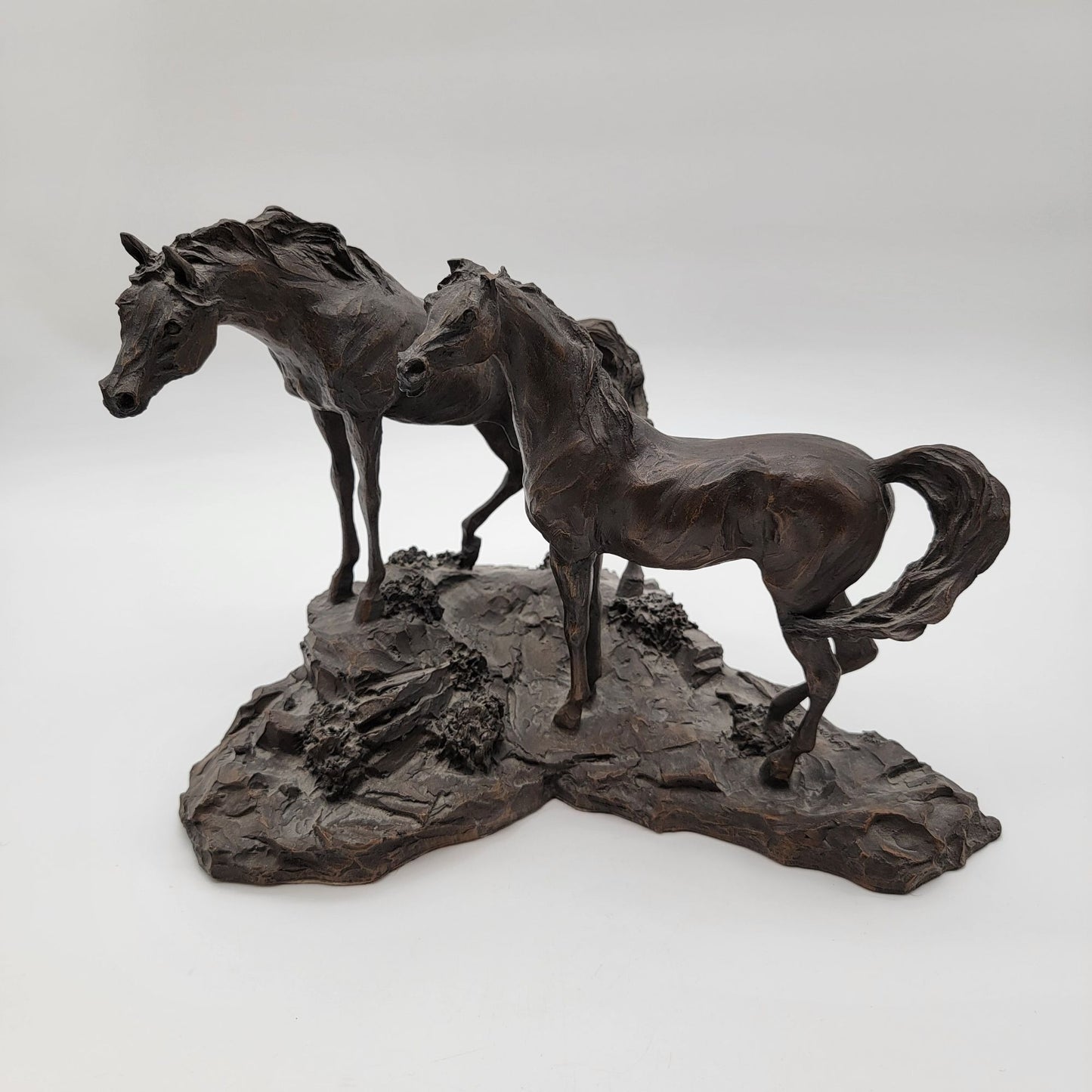 Vintage 1984 Lanford Monroe Intruder Bronze Wild Mustang Horse Sculpture As Found