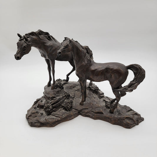 Vintage 1984 Lanford Monroe Intruder Bronze Wild Mustang Horse Sculpture As Found