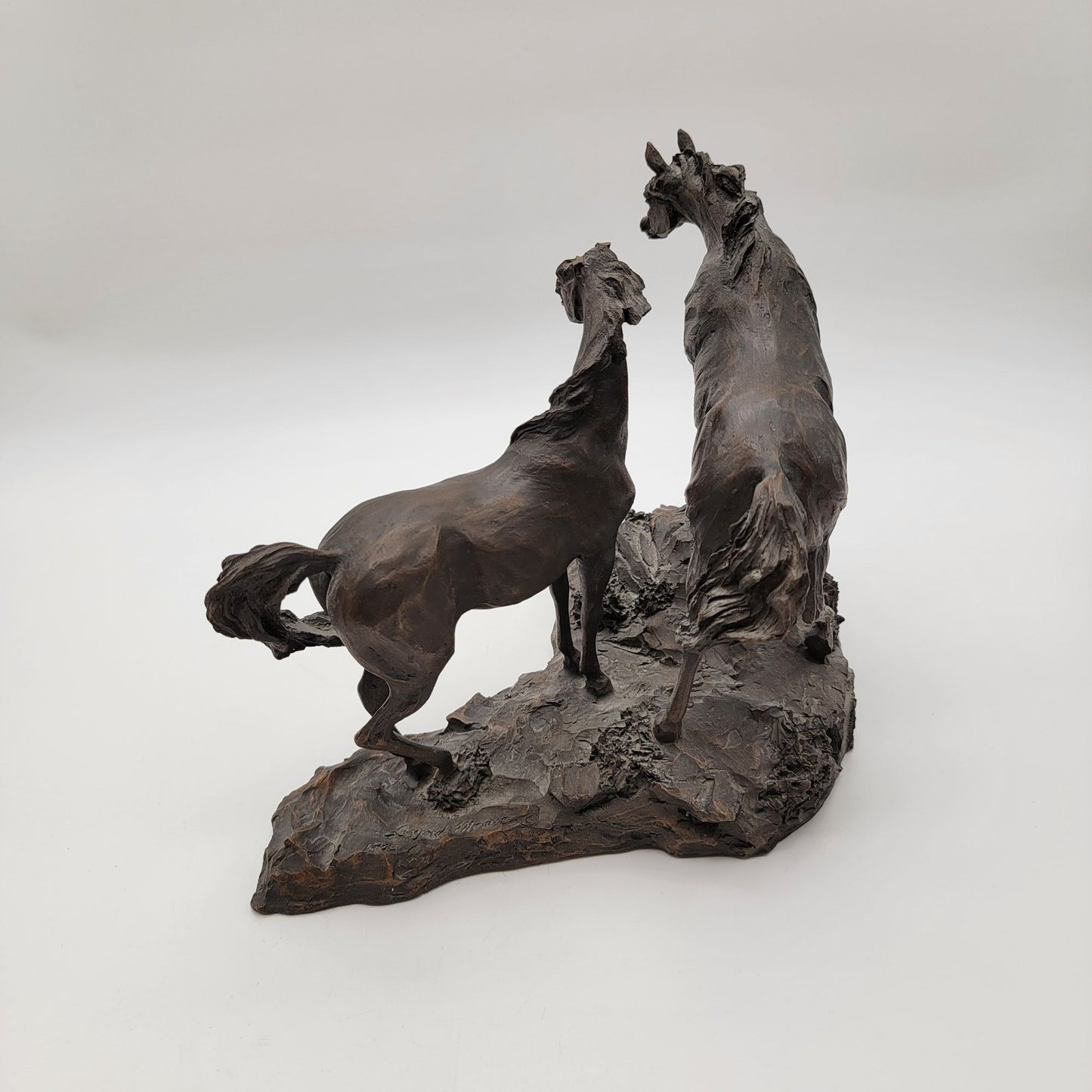 Vintage 1984 Lanford Monroe Intruder Bronze Wild Mustang Horse Sculpture As Found