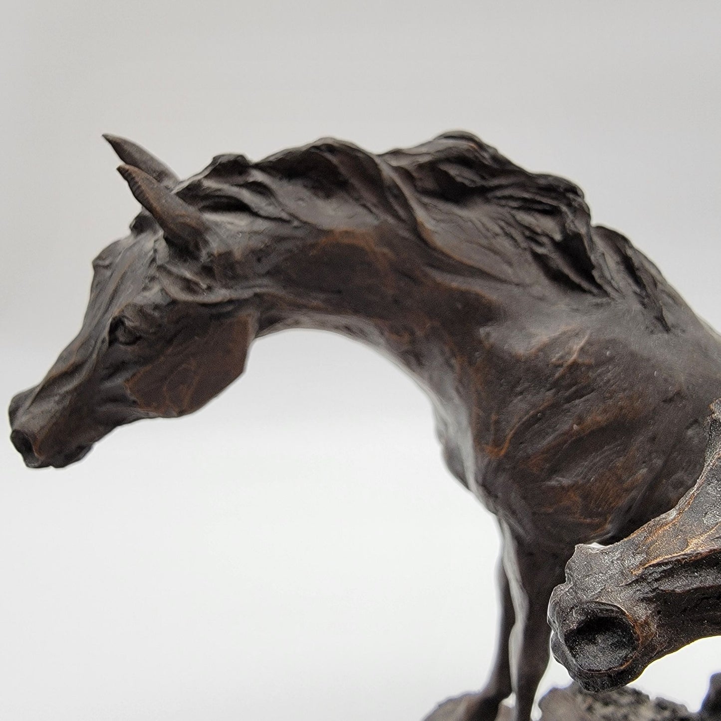 Vintage 1984 Lanford Monroe Intruder Bronze Wild Mustang Horse Sculpture As Found