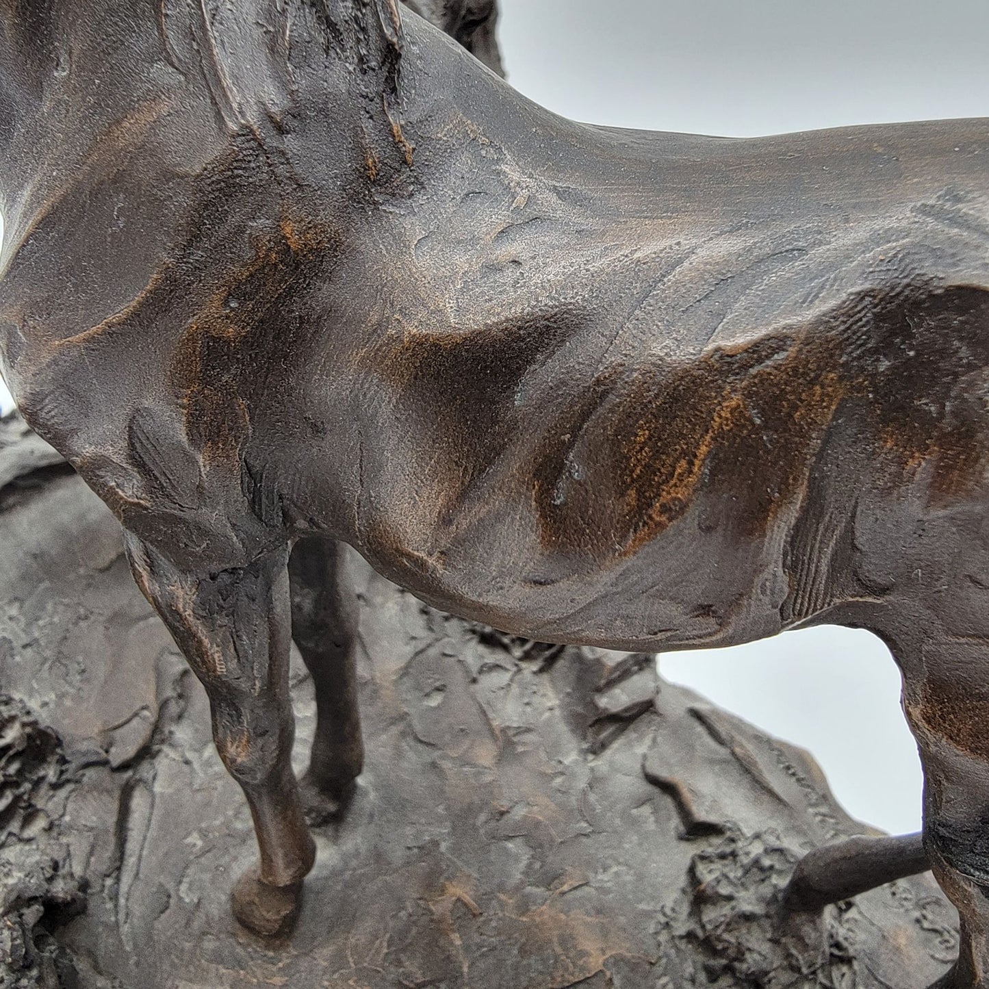 Vintage 1984 Lanford Monroe Intruder Bronze Wild Mustang Horse Sculpture As Found
