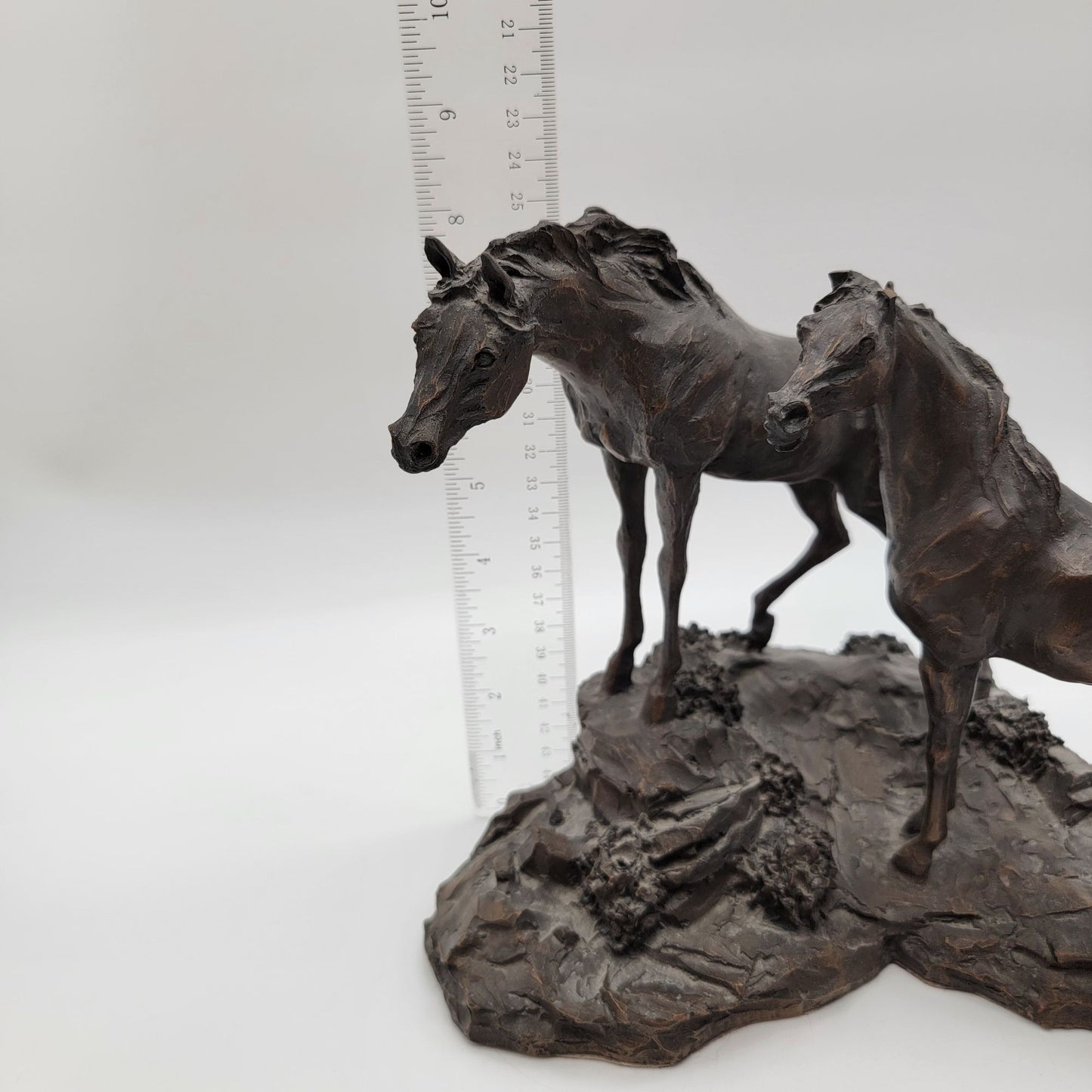 Vintage 1984 Lanford Monroe Intruder Bronze Wild Mustang Horse Sculpture As Found