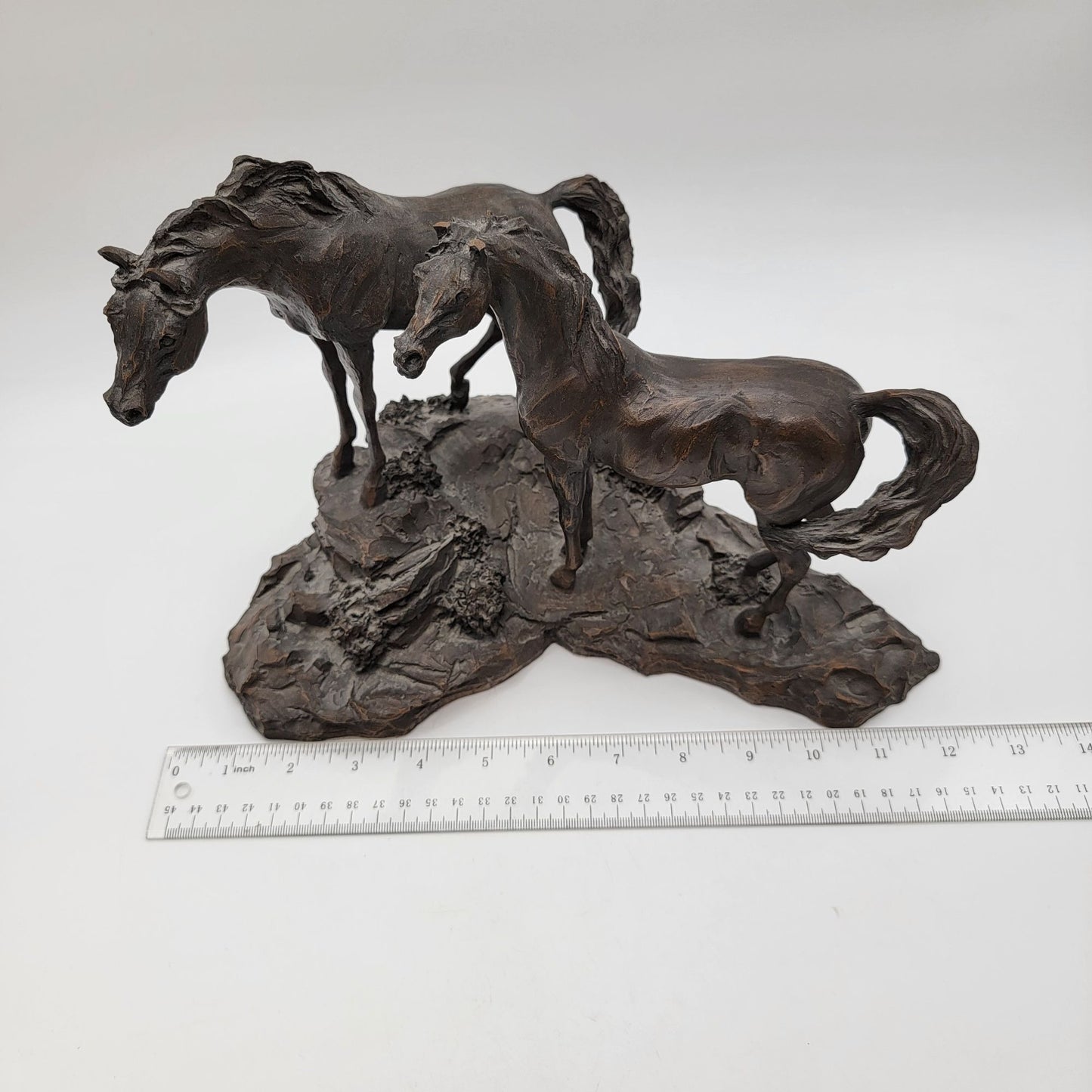 Vintage 1984 Lanford Monroe Intruder Bronze Wild Mustang Horse Sculpture As Found