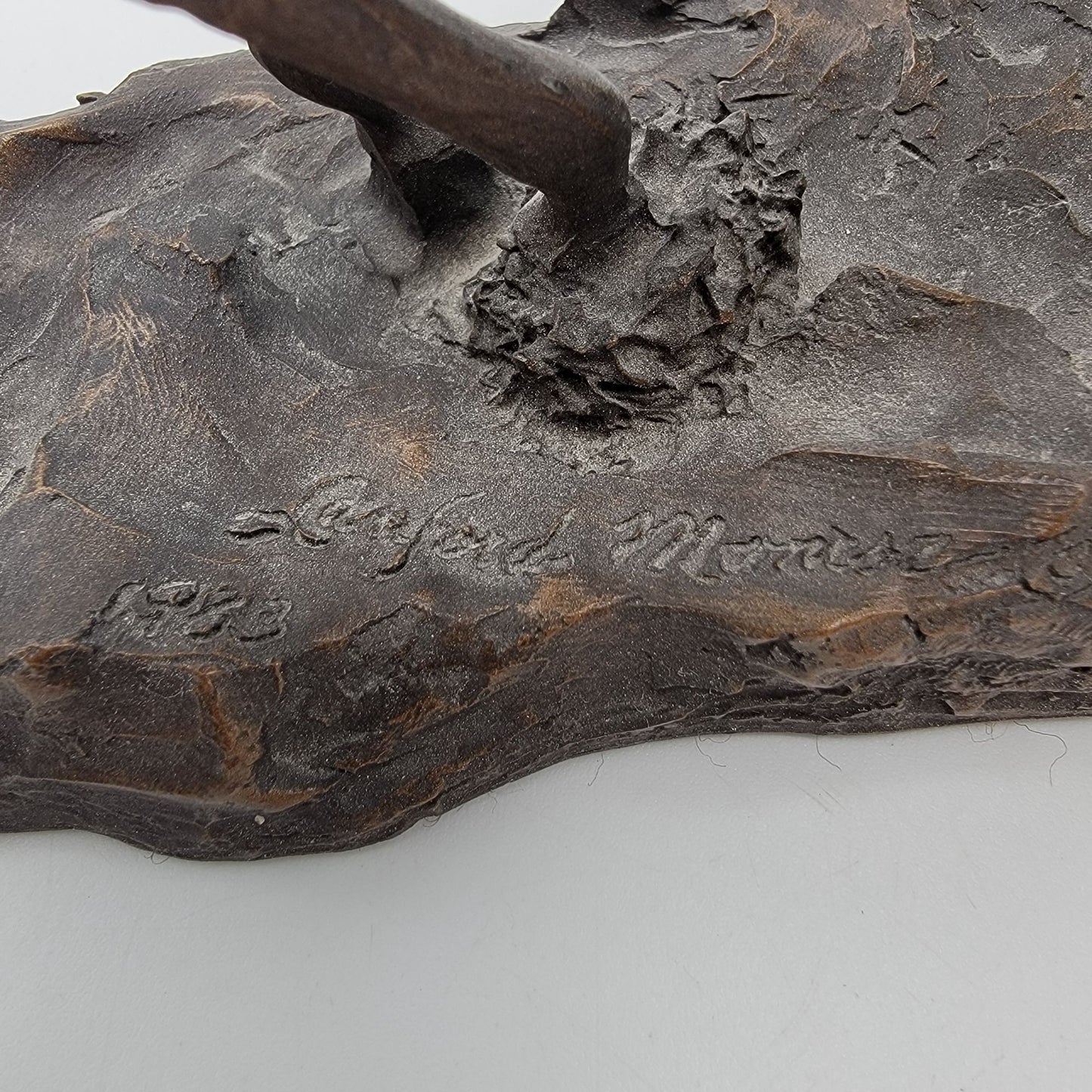 Vintage 1984 Lanford Monroe Intruder Bronze Wild Mustang Horse Sculpture As Found