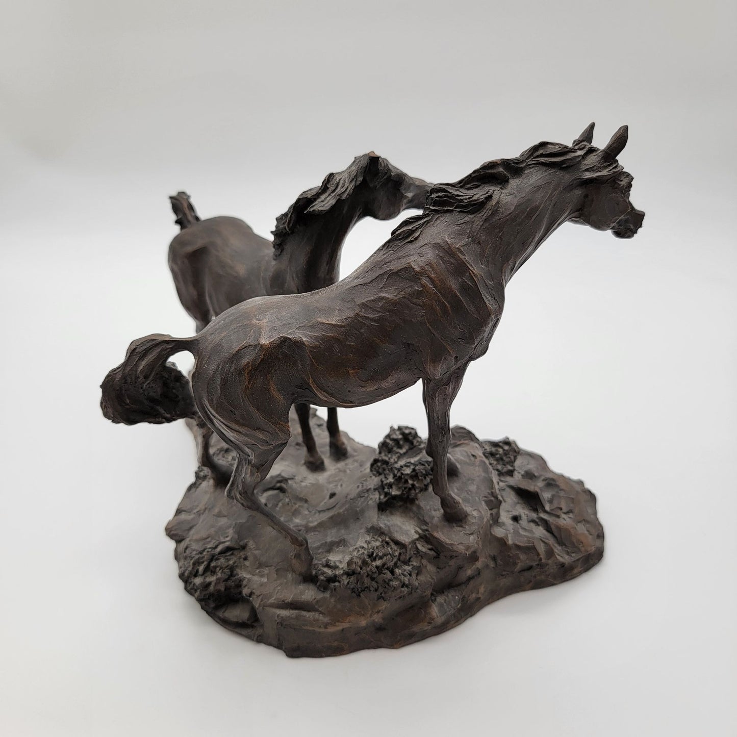 Vintage 1984 Lanford Monroe Intruder Bronze Wild Mustang Horse Sculpture As Found