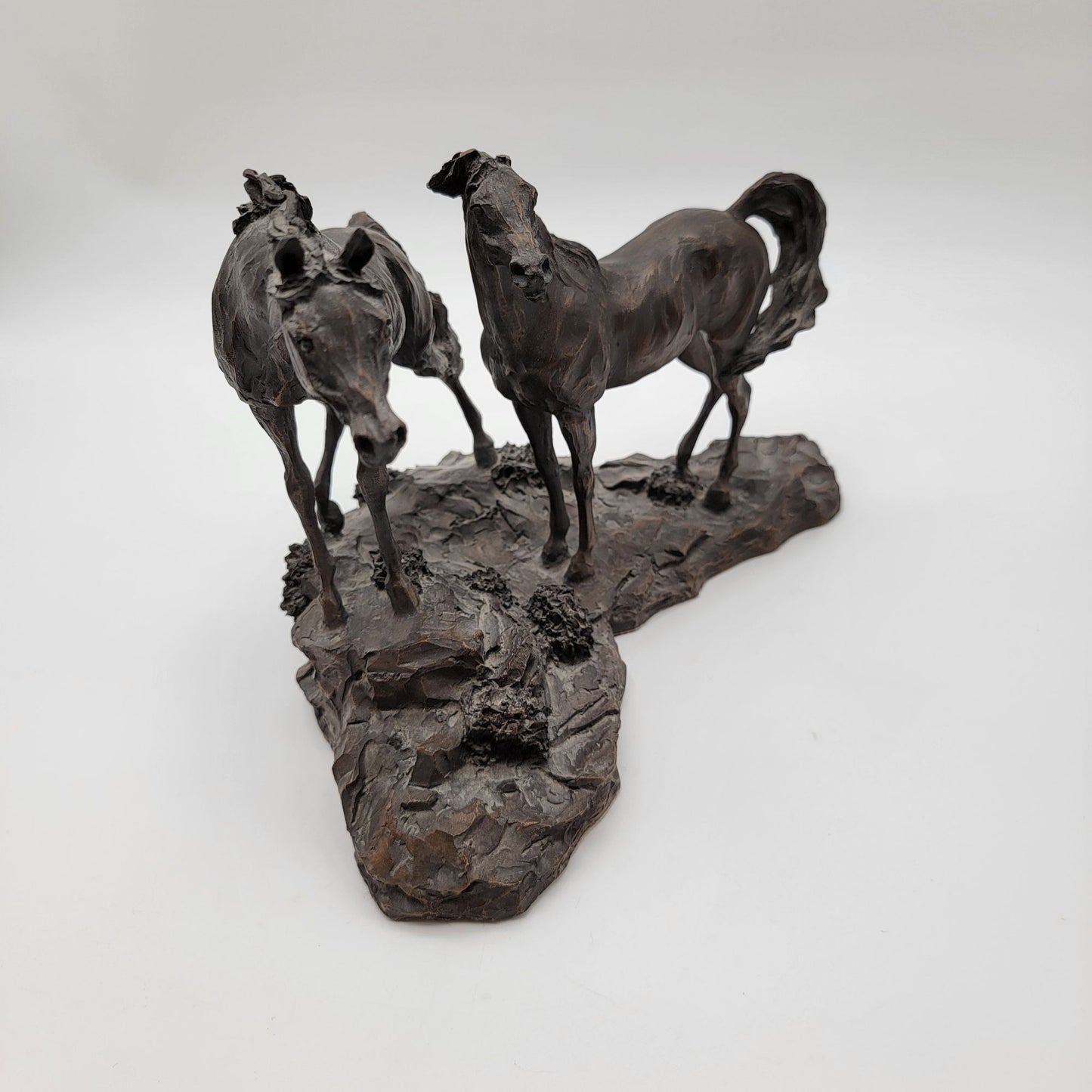 Vintage 1984 Lanford Monroe Intruder Bronze Wild Mustang Horse Sculpture As Found
