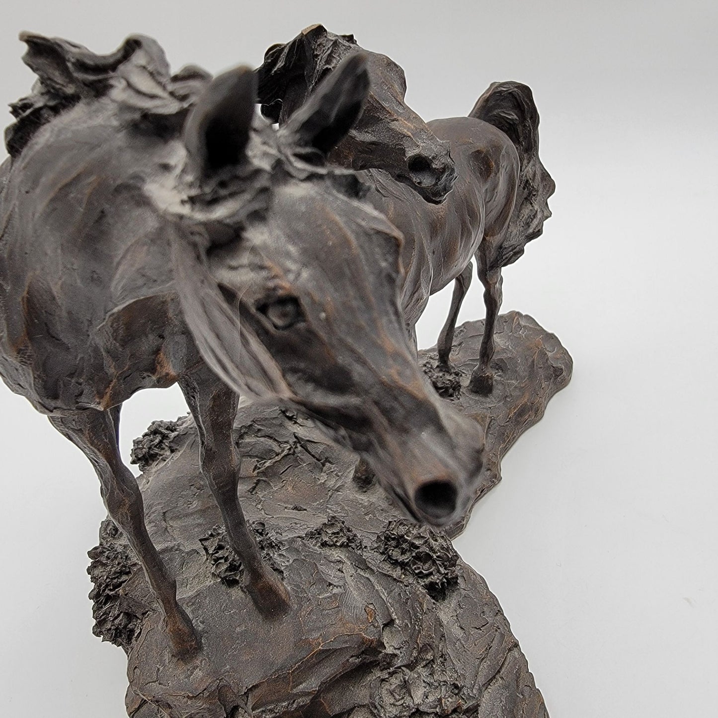 Vintage 1984 Lanford Monroe Intruder Bronze Wild Mustang Horse Sculpture As Found