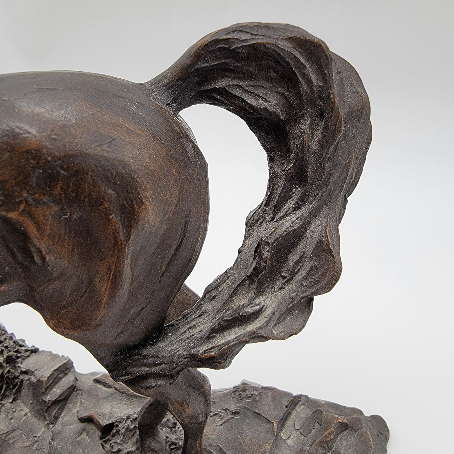 Vintage 1984 Lanford Monroe Intruder Bronze Wild Mustang Horse Sculpture As Found