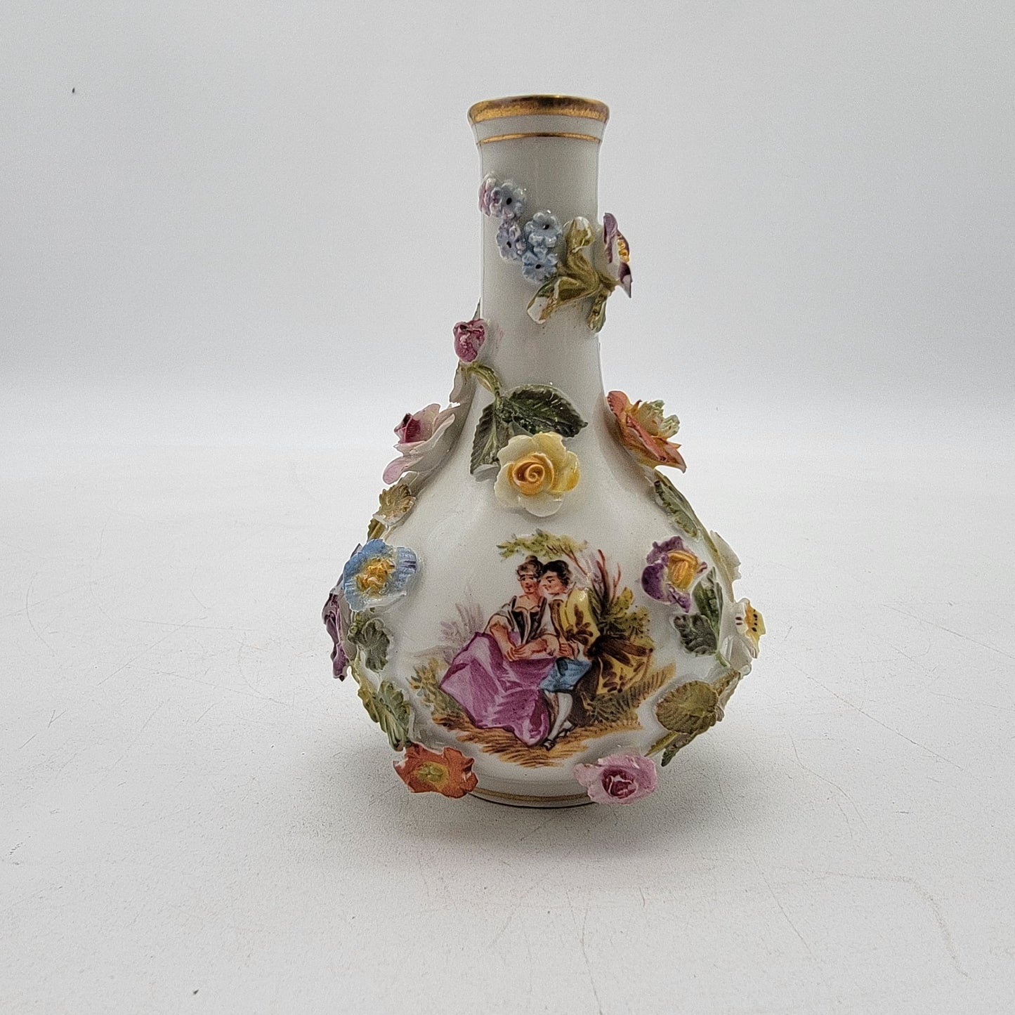 Set Of 2 Antique Meissen-Style Porcelain Covered Jar and Vase Carl Thieme Dresden mark