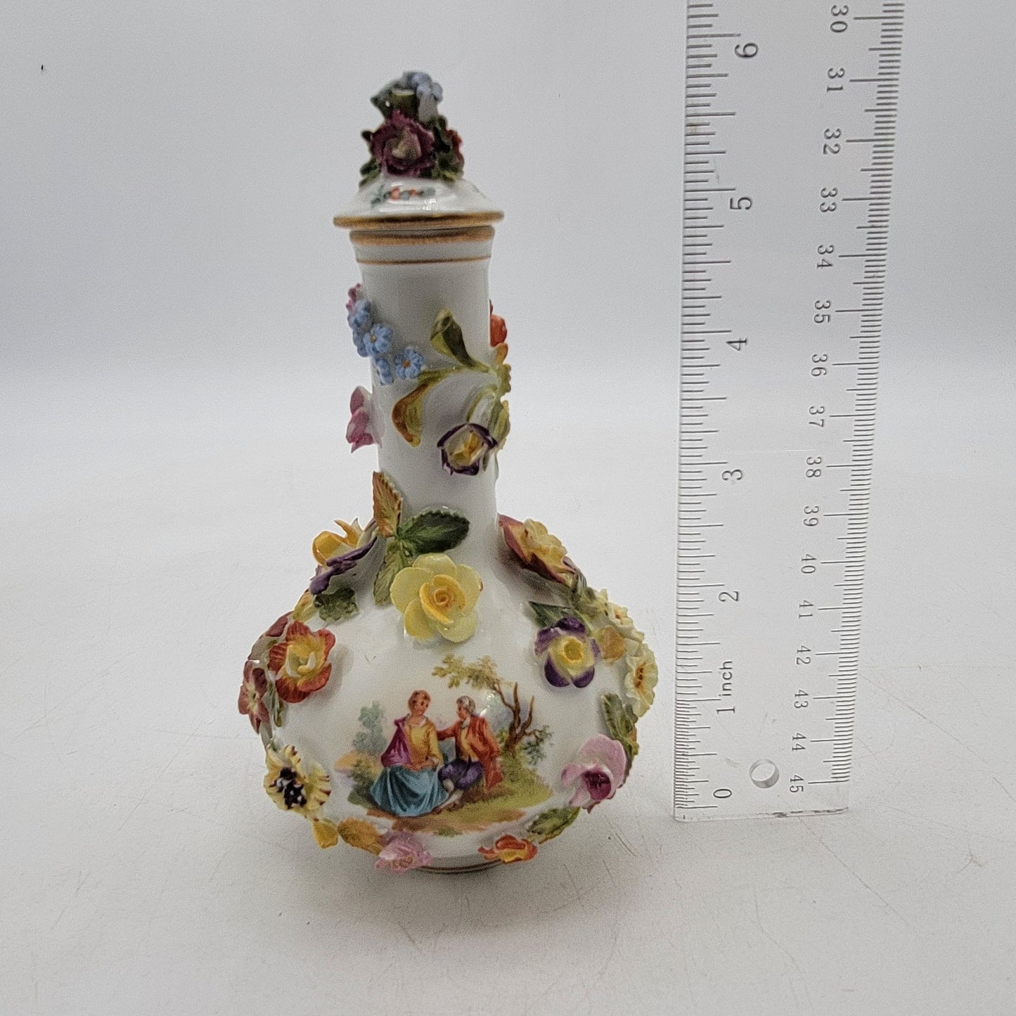Set Of 2 Antique Meissen-Style Porcelain Covered Jar and Vase Carl Thieme Dresden mark