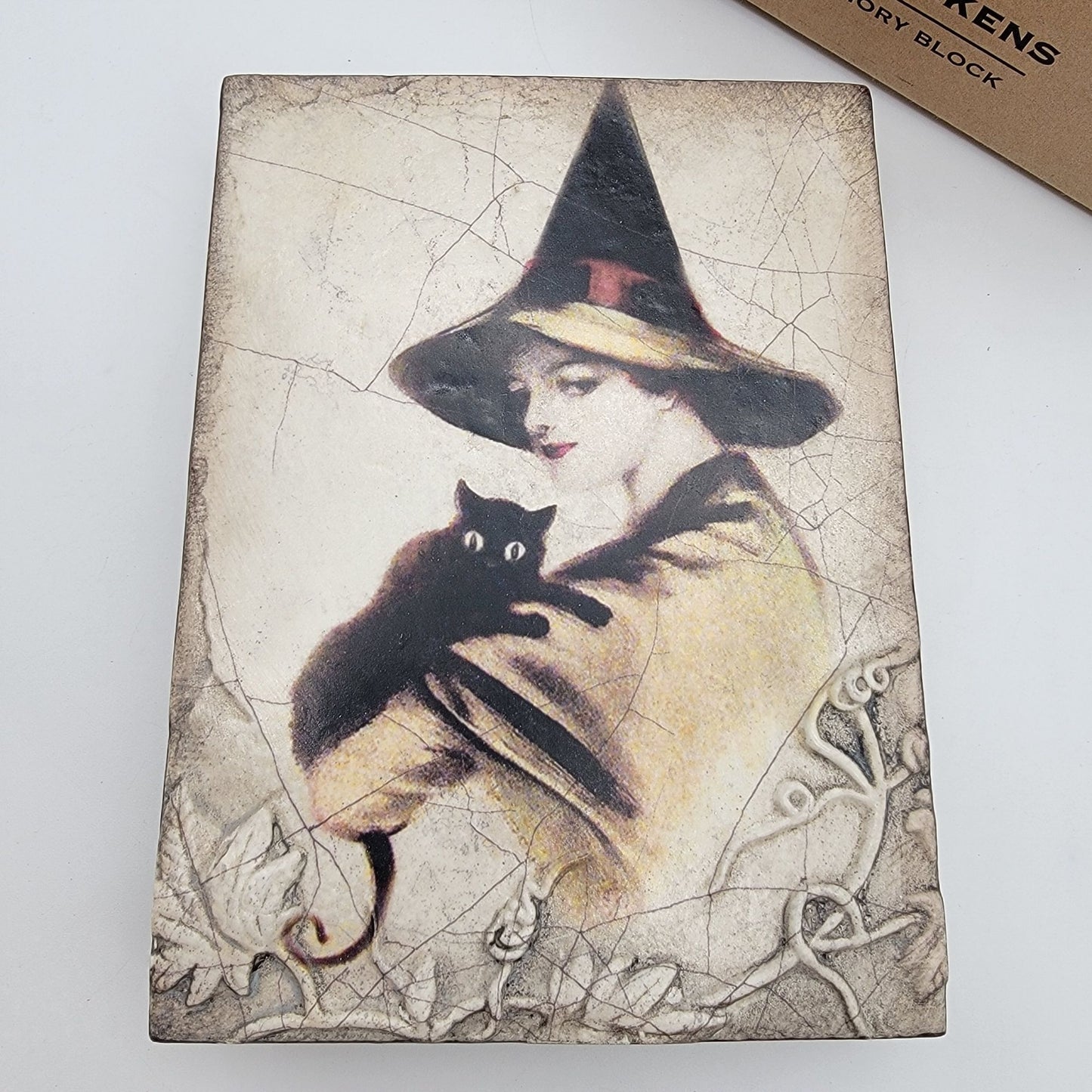 Retired Sid Dickens Memory Block SP10 Wise One Witch & Cat Halloween