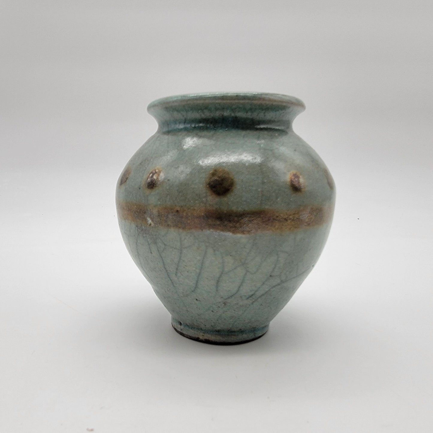 Vintage Japanese Crackle Raku Pottery Vase