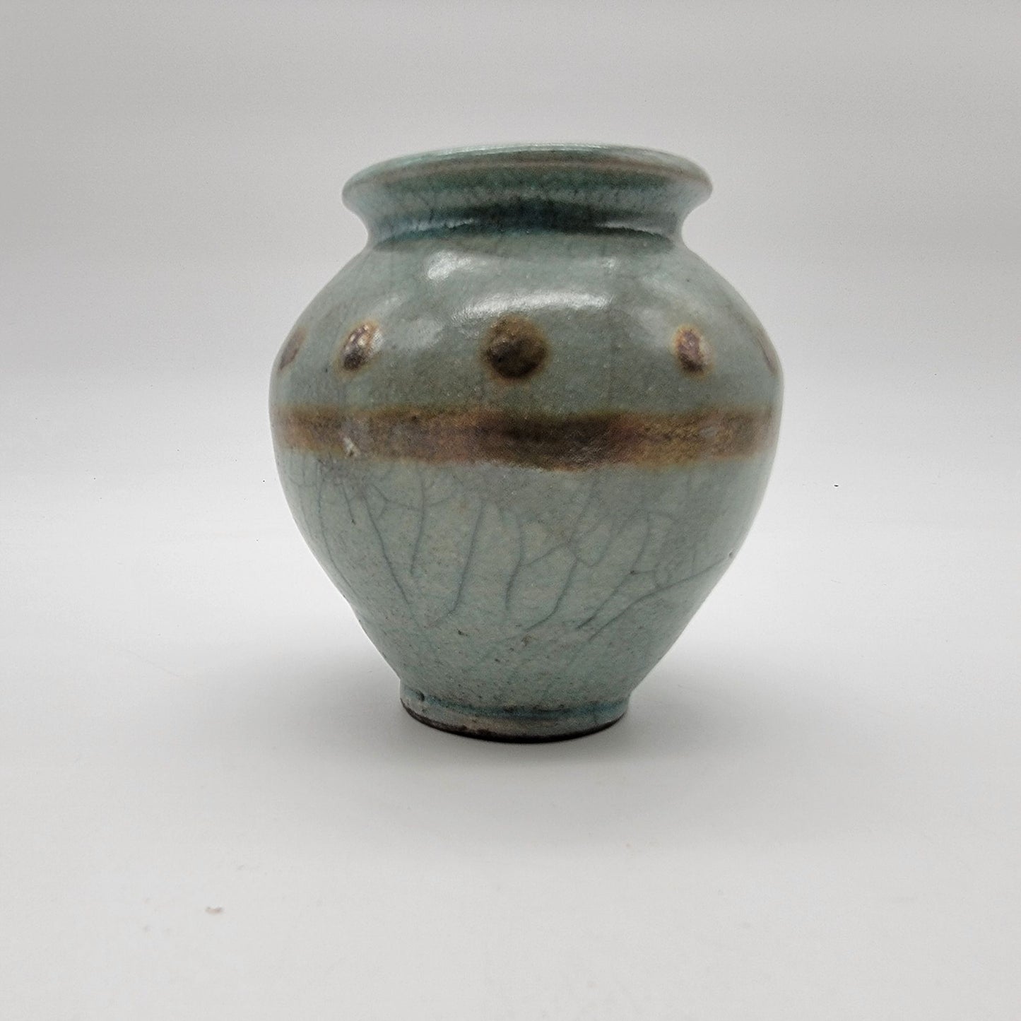 Vintage Japanese Crackle Raku Pottery Vase