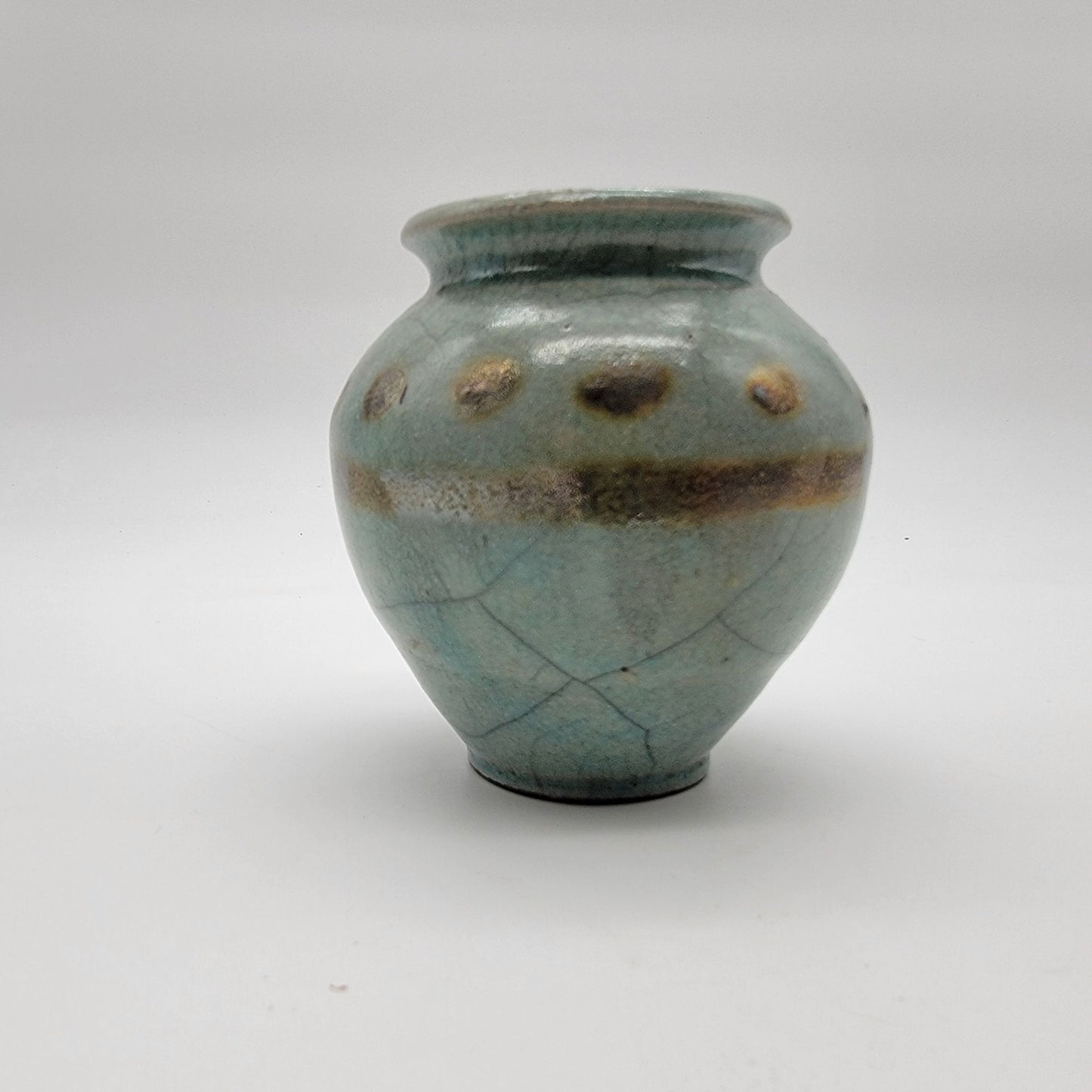 Vintage Japanese Crackle Raku Pottery Vase