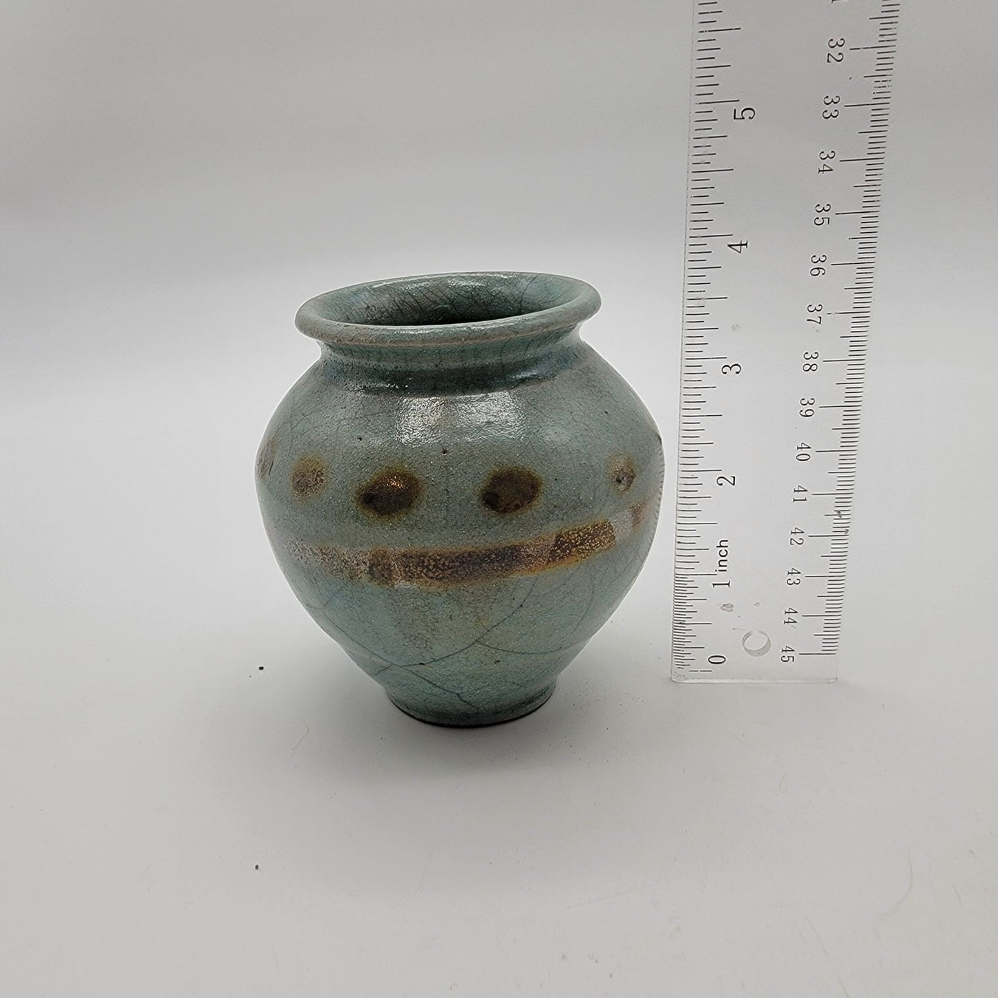Vintage Japanese Crackle Raku Pottery Vase