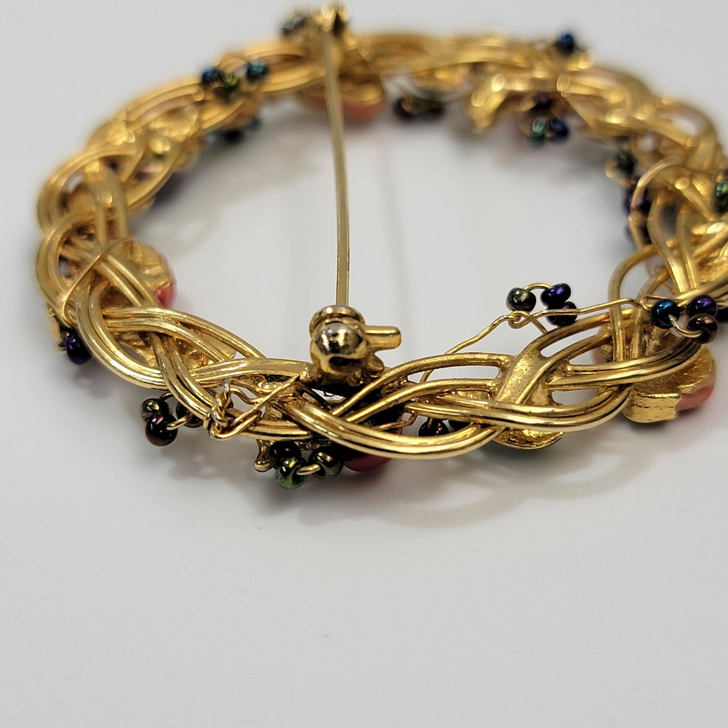 Vintage Enameled Fruit Wreath Brooch