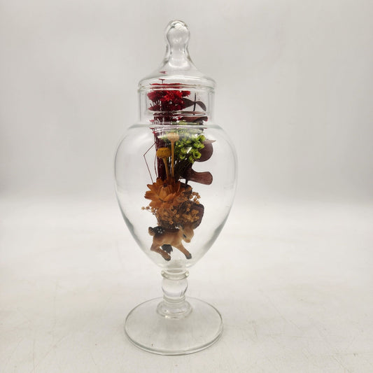 Vintage Glass Apothecary Jar With Dried Flowers Decoration