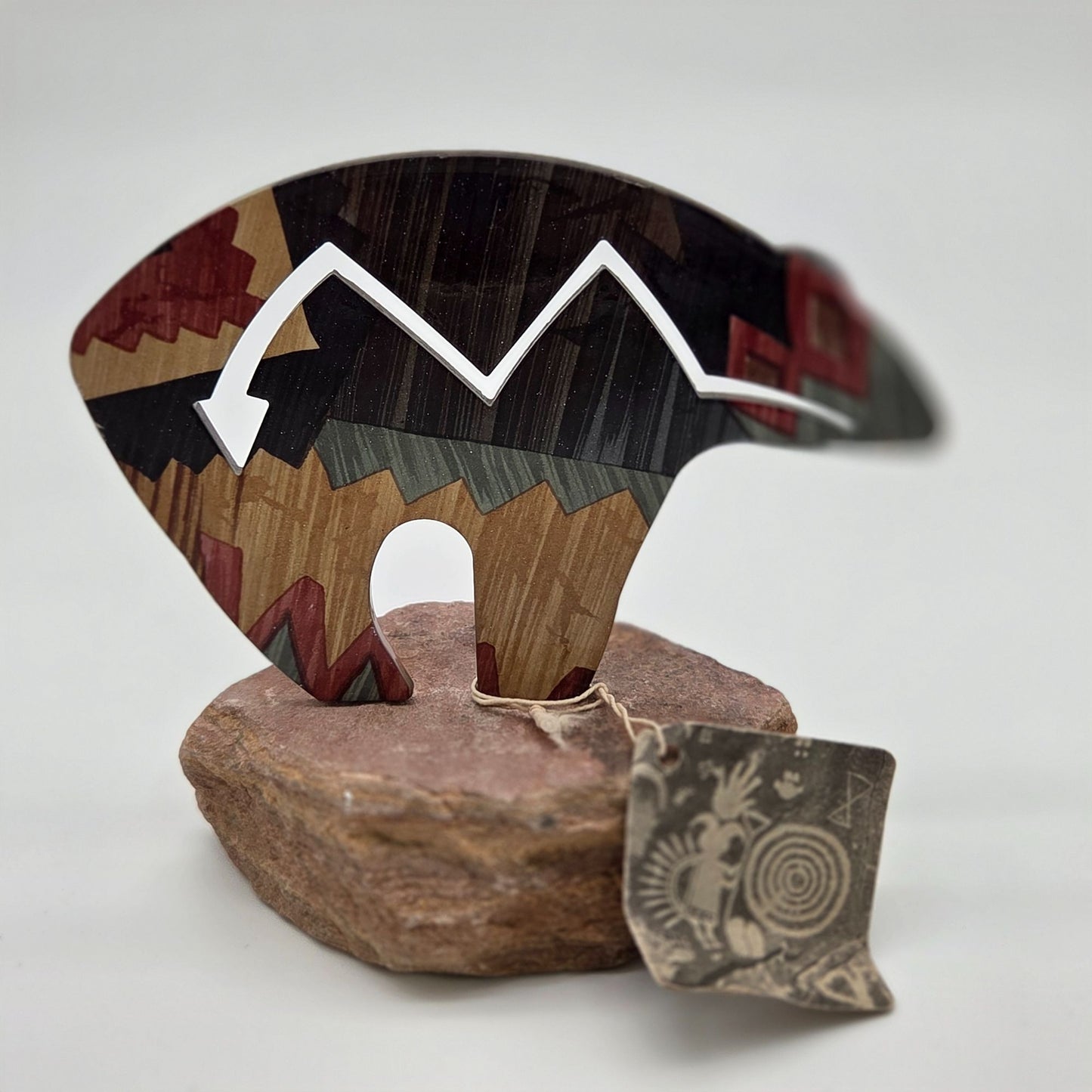 Vintage Lazart Petroglyphs Fetish Bear On Stone Base