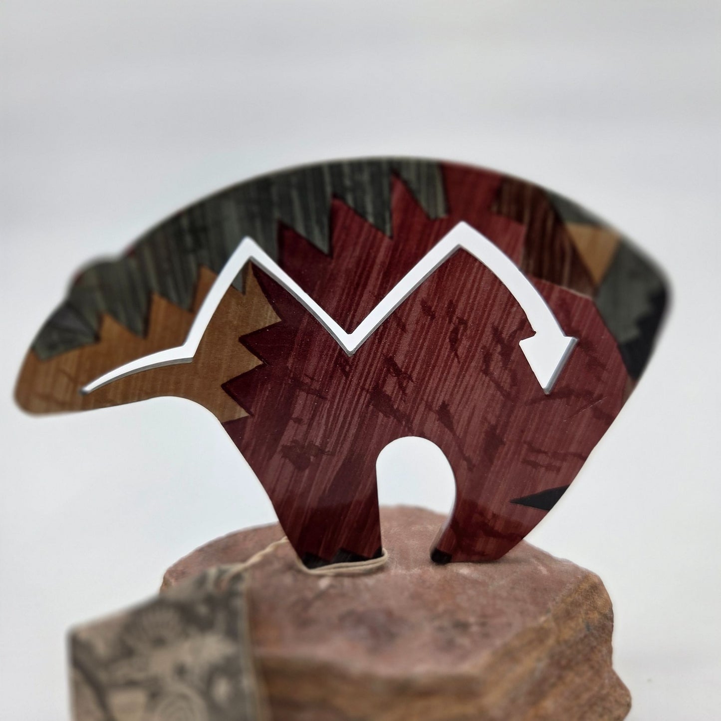 Vintage Lazart Petroglyphs Fetish Bear On Stone Base