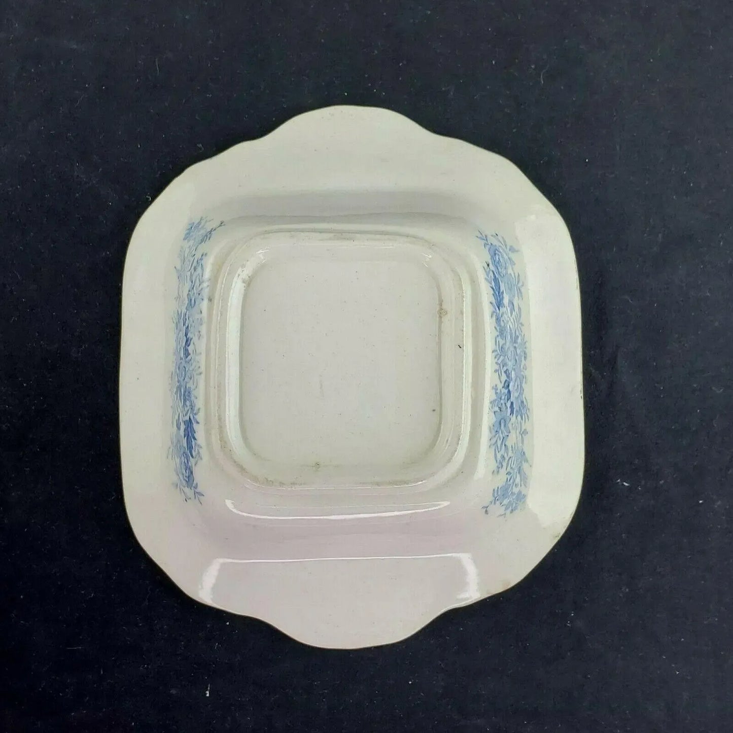 Antique Asiatic Pheasant Blue and White Transferware Serving Bowl Dish Small