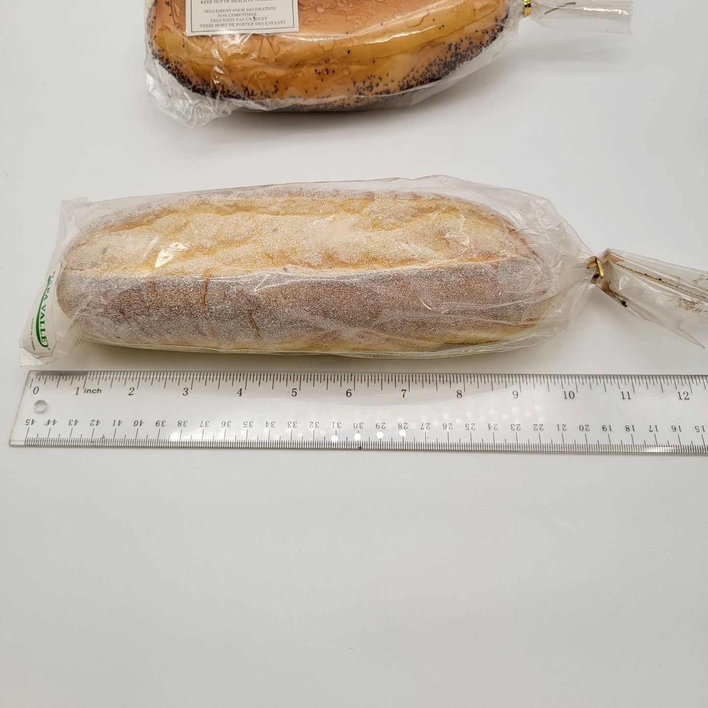 Set Of 2 Faux Loaves Of Bread - Poppy Seed Rye & Classic French White