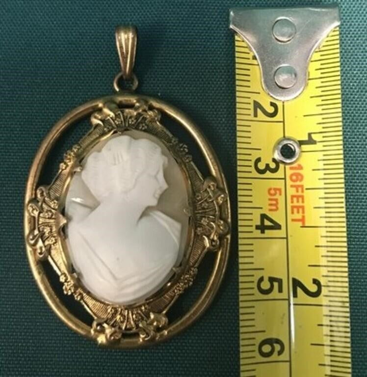 Antique Sardony Shell Cameo Pendant