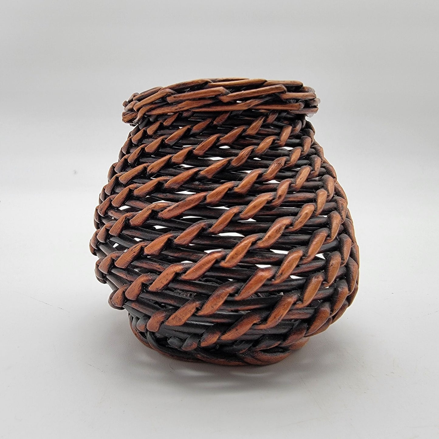 Vintage Bamboo Rattan Urn Shape Basket
