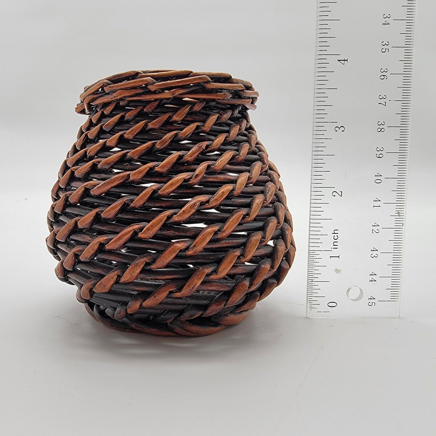 Vintage Bamboo Rattan Urn Shape Basket