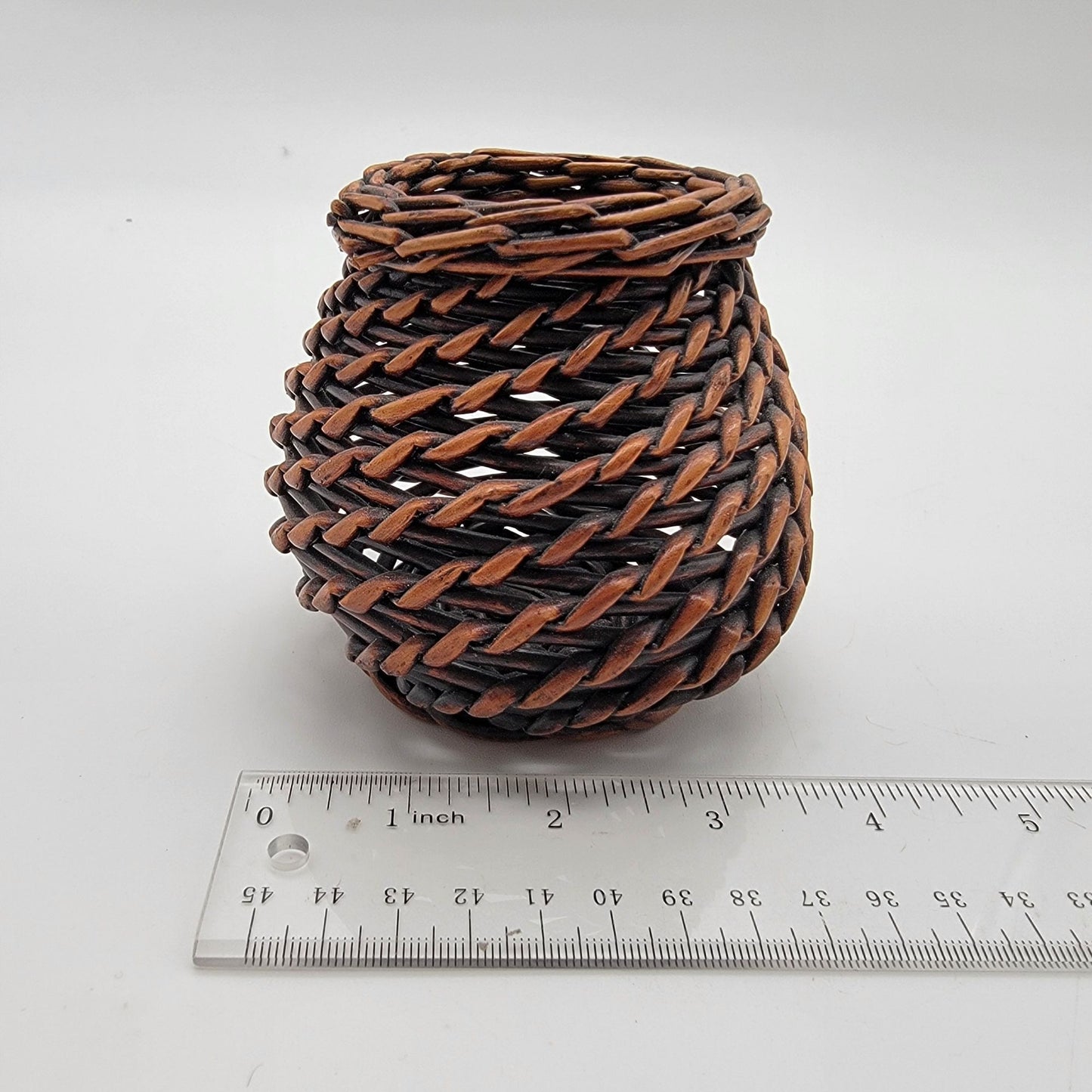 Vintage Bamboo Rattan Urn Shape Basket