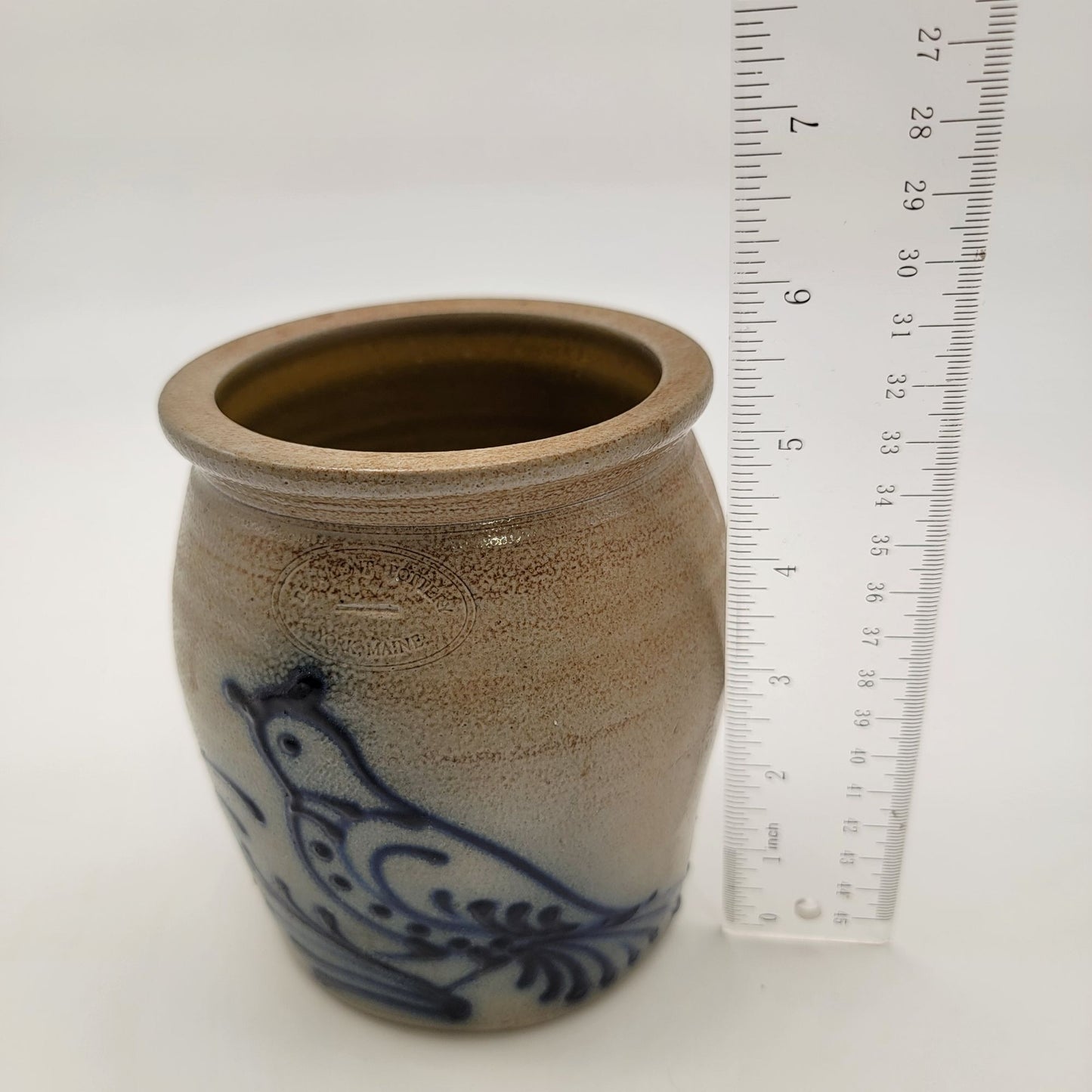 Vintage Signed 1988 Beaumont Pottery Stoneware Jar With Bird