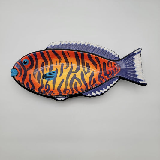 Vintage 1998 Ben Diller Parrot Fish Pottery Platter