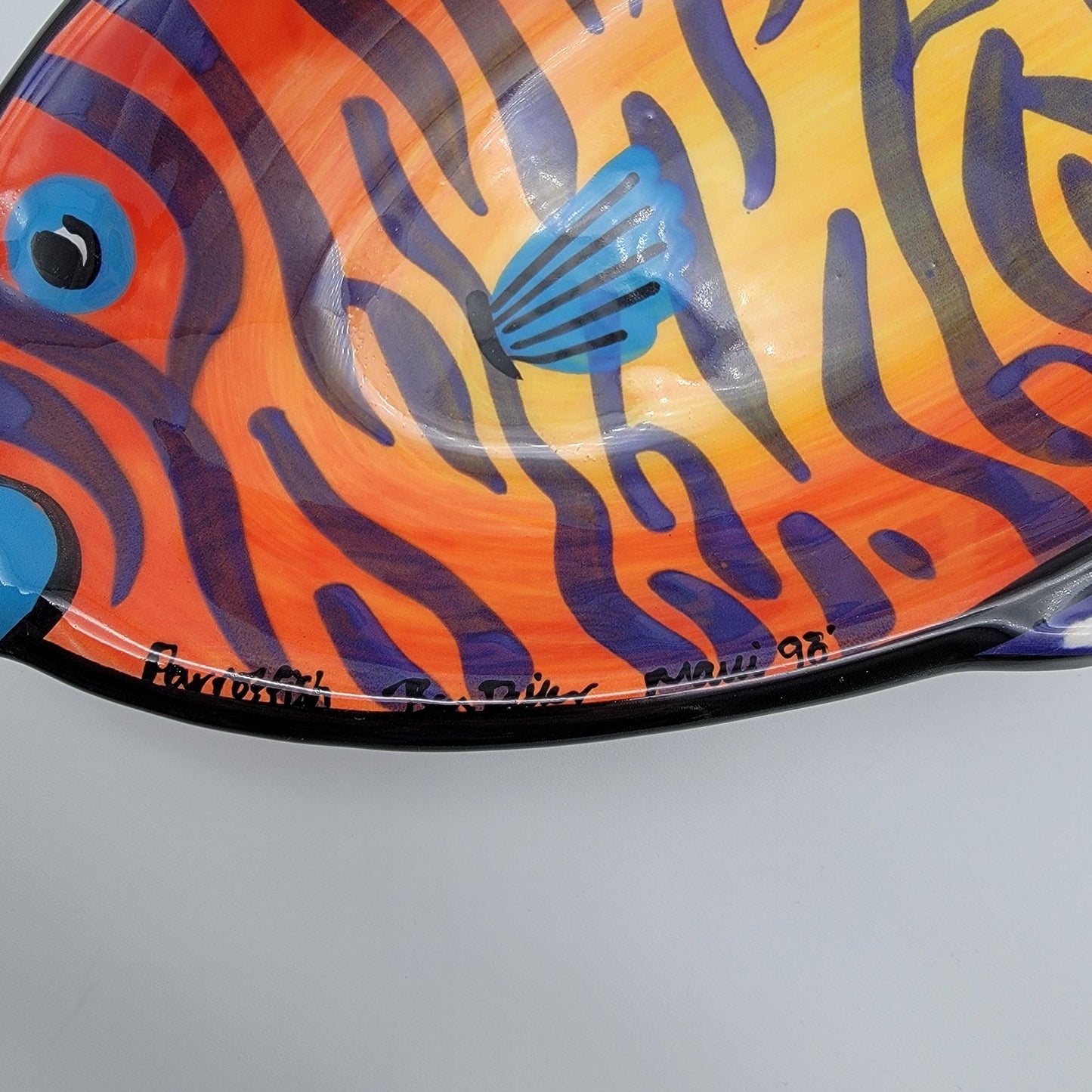 Vintage 1998 Ben Diller Parrot Fish Pottery Platter