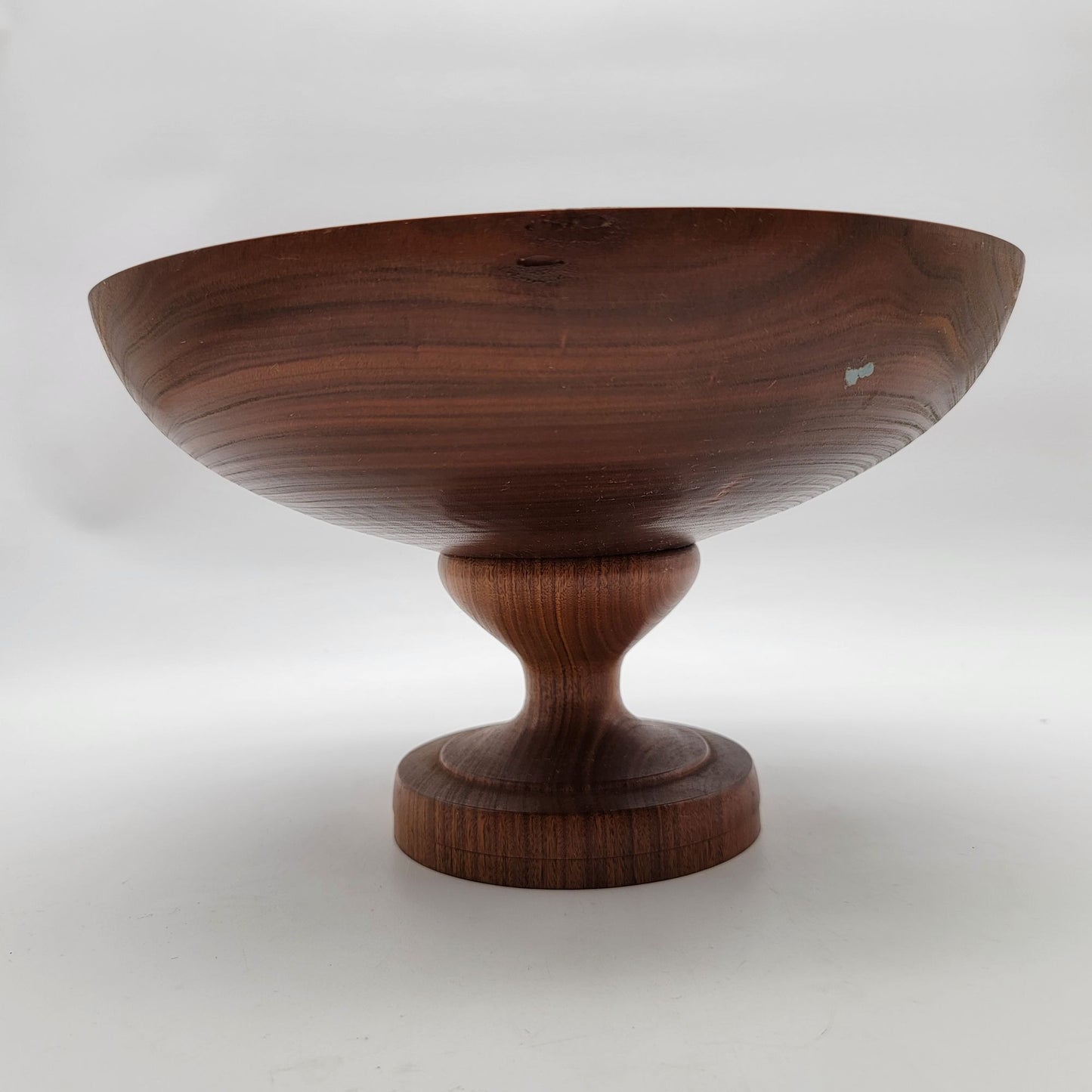 Two-Piece Mid-Century Hand-Turned Wooden Pedestal Salad Bowl
