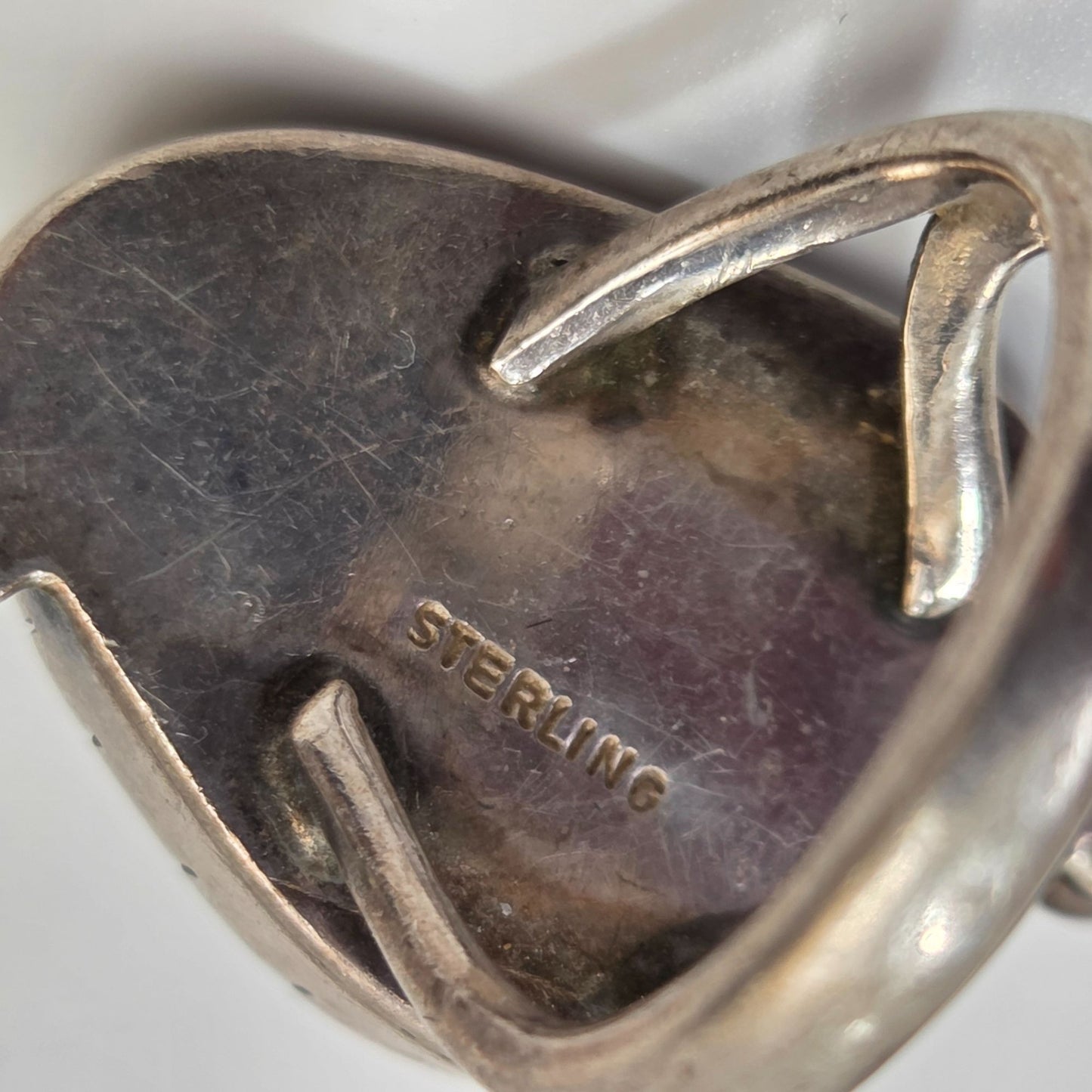 Vintage Sterling Silver Tan Jasper Stone Cabochon Ring Size 4.5