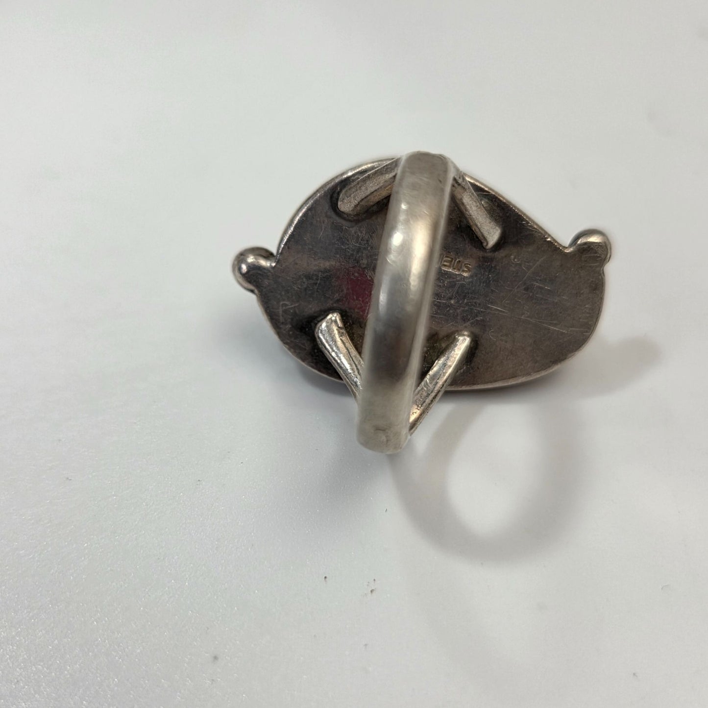 Vintage Sterling Silver Tan Jasper Stone Cabochon Ring Size 4.5