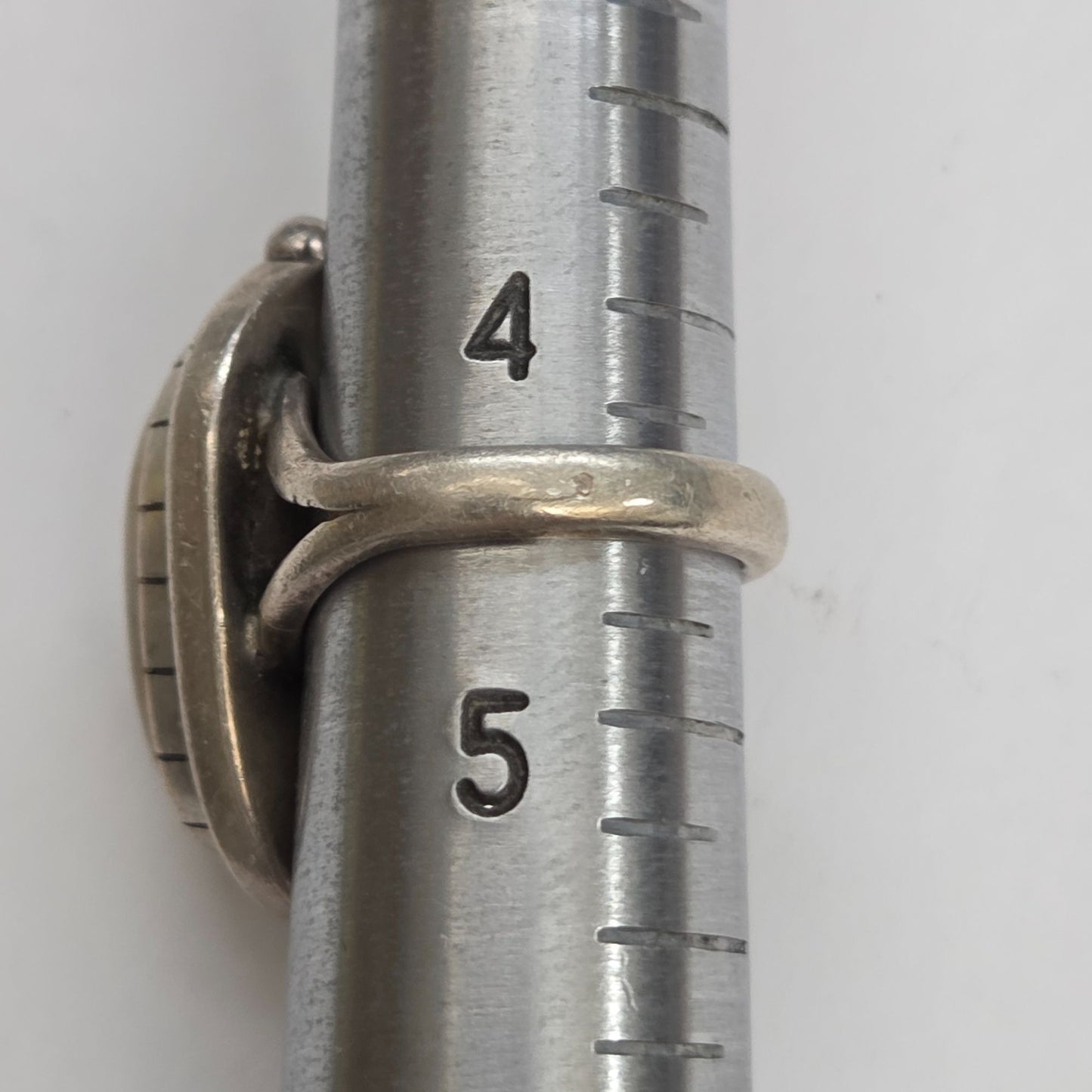 Vintage Sterling Silver Tan Jasper Stone Cabochon Ring Size 4.5