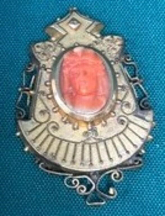 Antique Coral Cameo Locket - as found