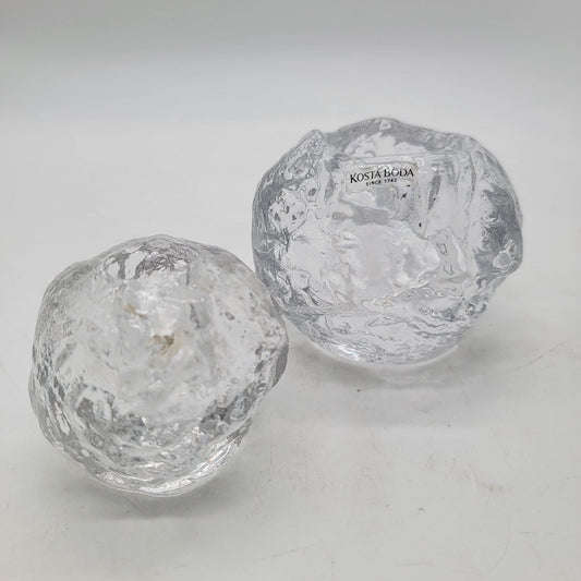 Vintage Kosta Boda Snowball Candle Holders Ann Warff Set Of 2