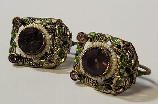 Antique Czechoslovakia Glass Earrings